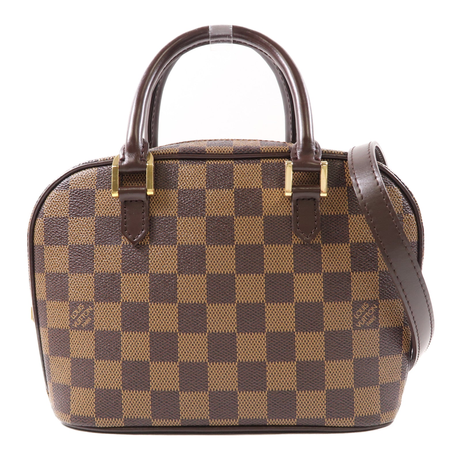 LOUIS VUITTON Damier Sarria Mini金扣手挽肩背兩用袋棕色