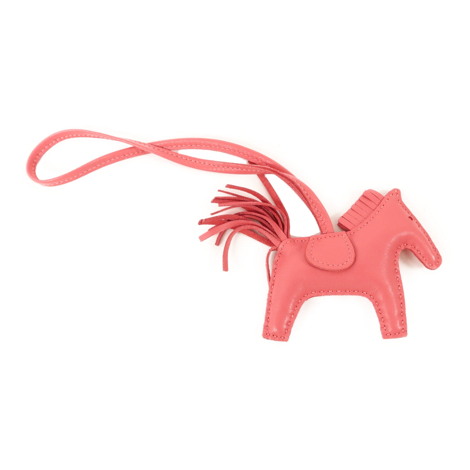 HERMES Milo皮革Rodeo PM掛飾Rose Azalee