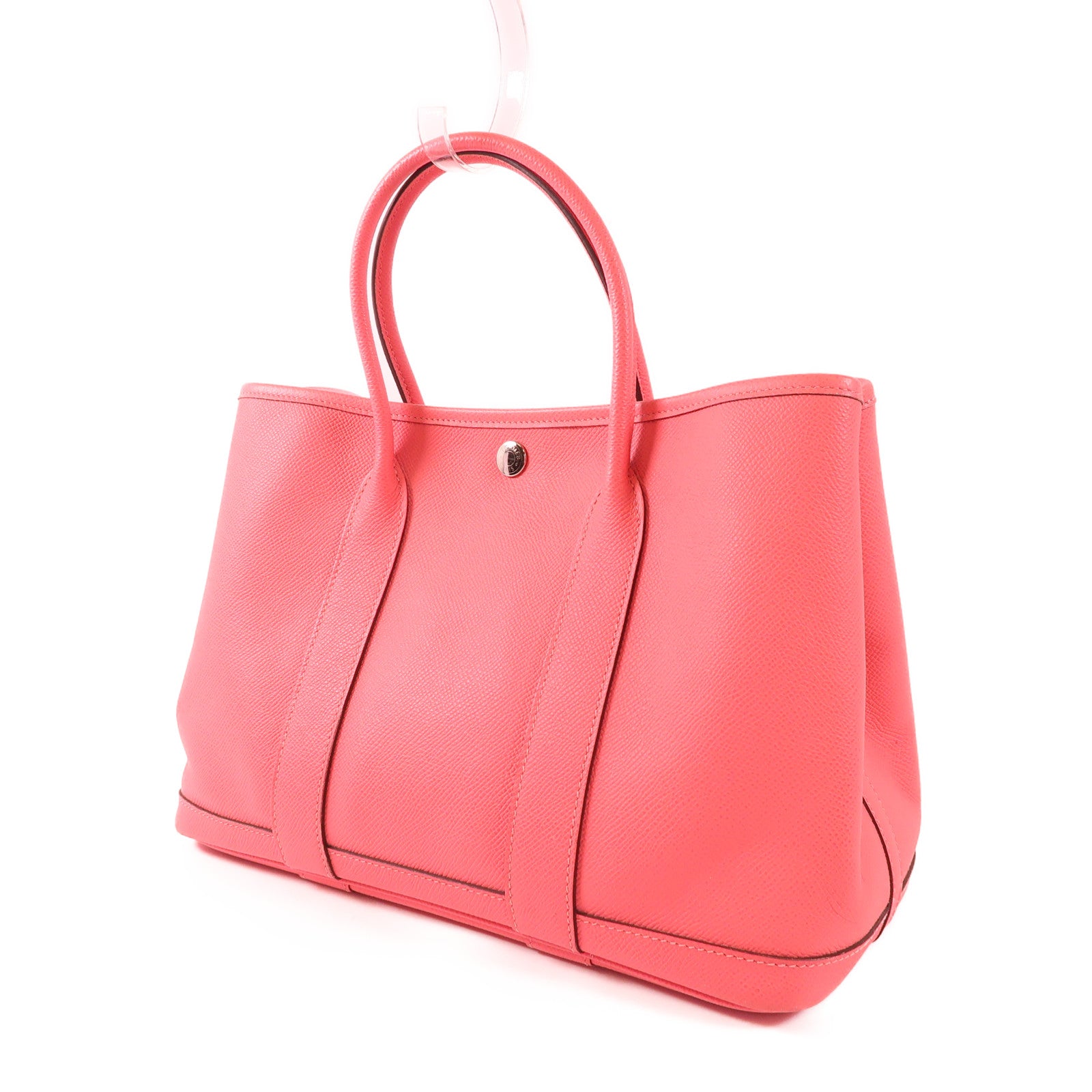 HERMES Epsom皮革Garden Party TPM銀扣手挽袋8W Rose Azalee