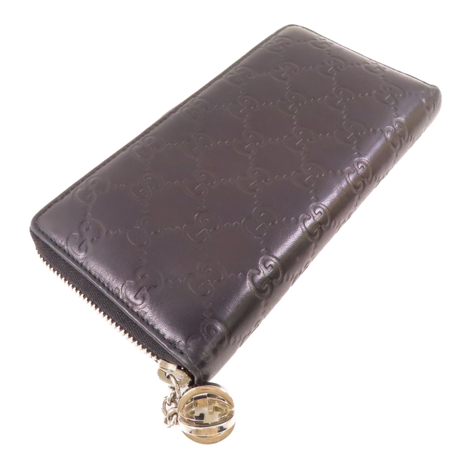 GUCCI GG SHW Zipper Long Wallet 233025 Calfskin Leather Black