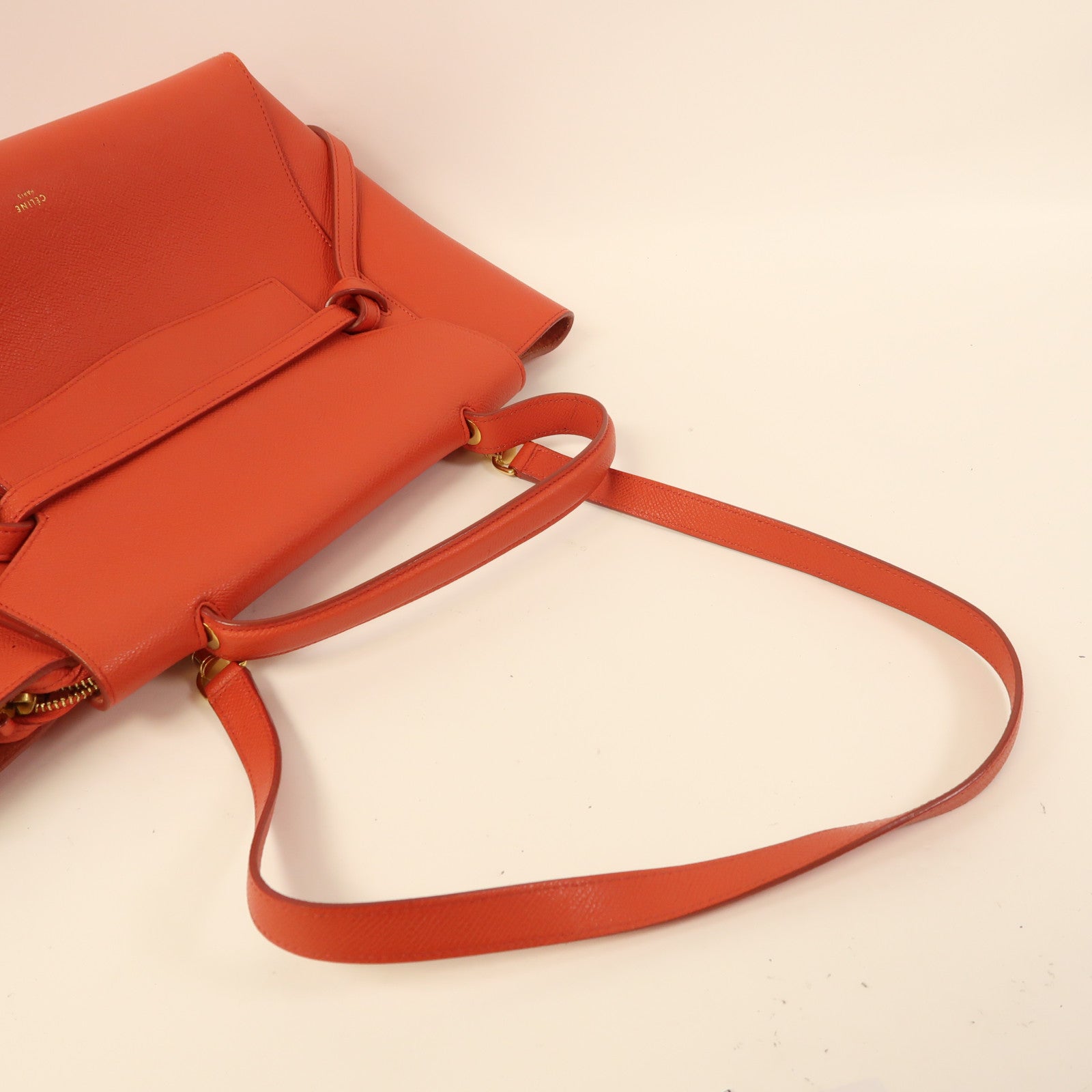 CELINE 牛皮皮革Belt Bag金扣手挽肩背兩用袋紅色