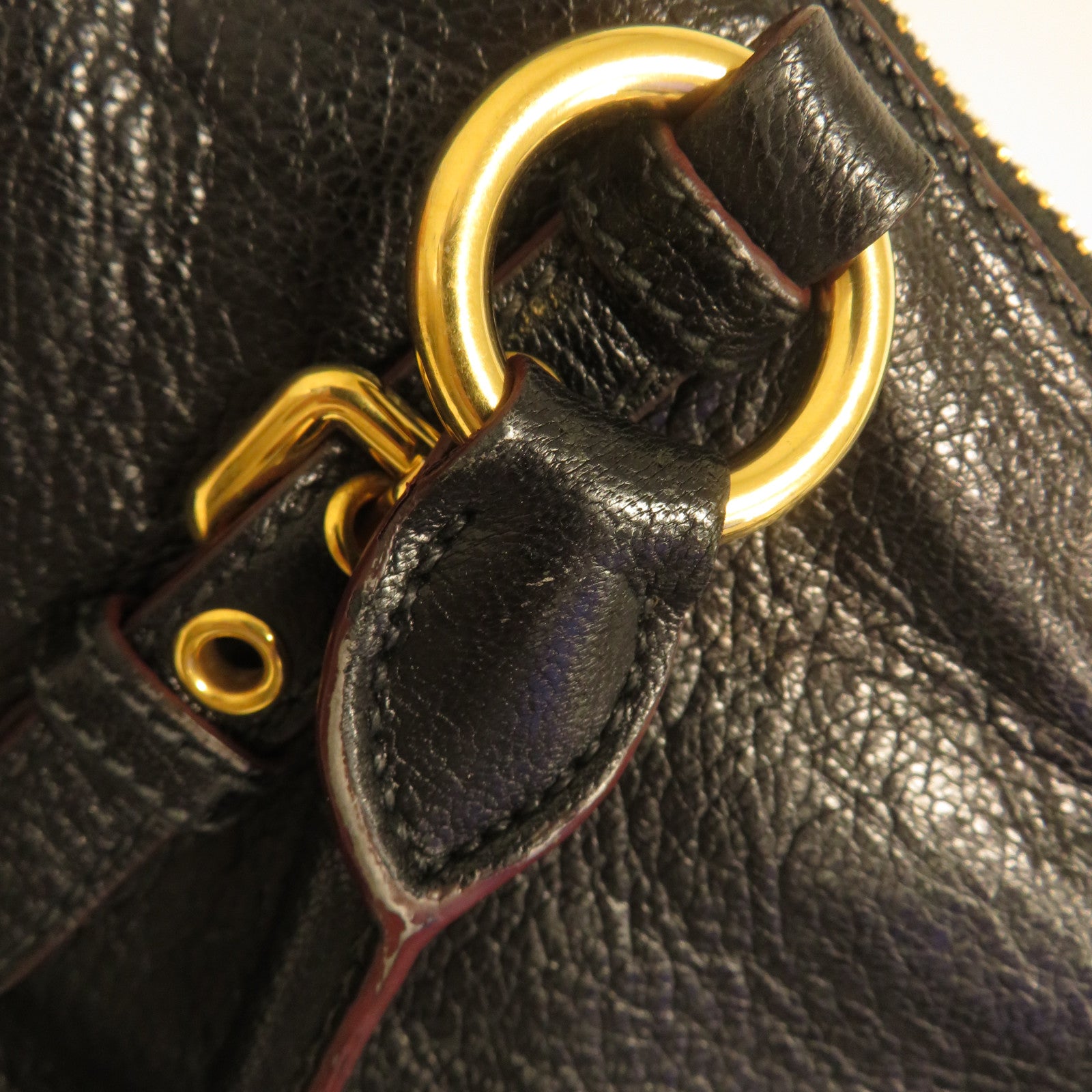 Miu Miu 【激減優惠】牛皮皮革Tote Bag金扣手挽肩背兩用袋黑色