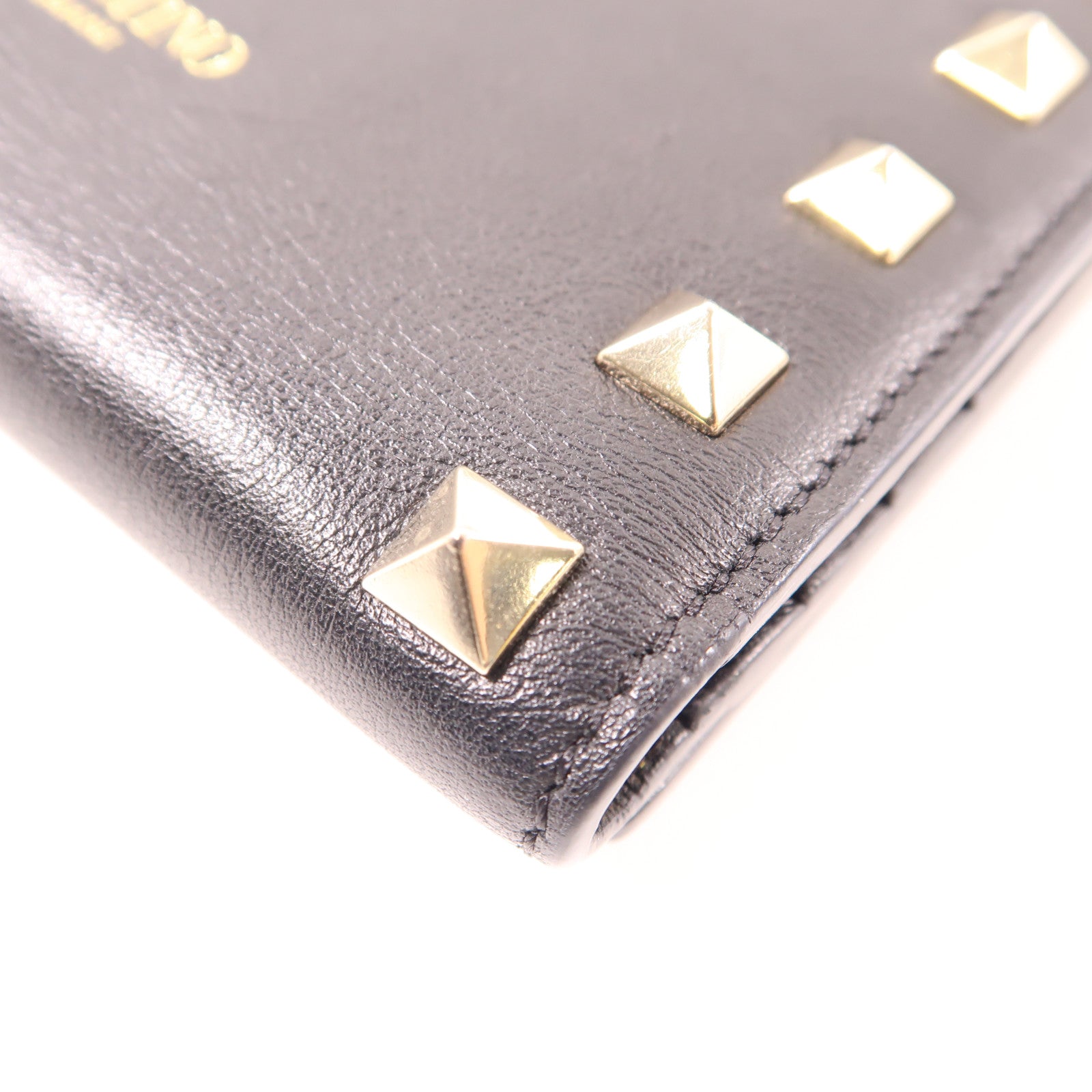 Valentino 牛皮皮革Garavani Rockstud Wallet金扣錢包黑色