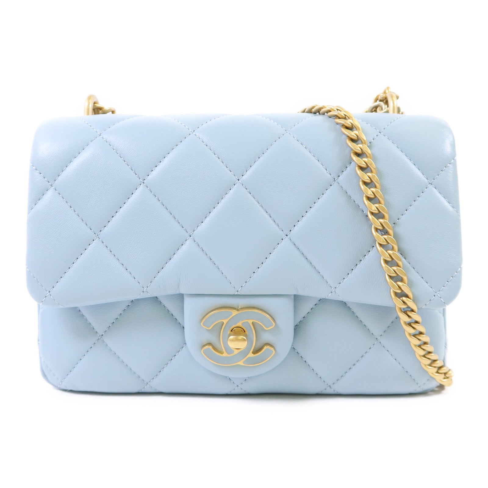 CHANEL 羊皮皮革Chain Shoulder Bag金扣鏈帶肩背袋