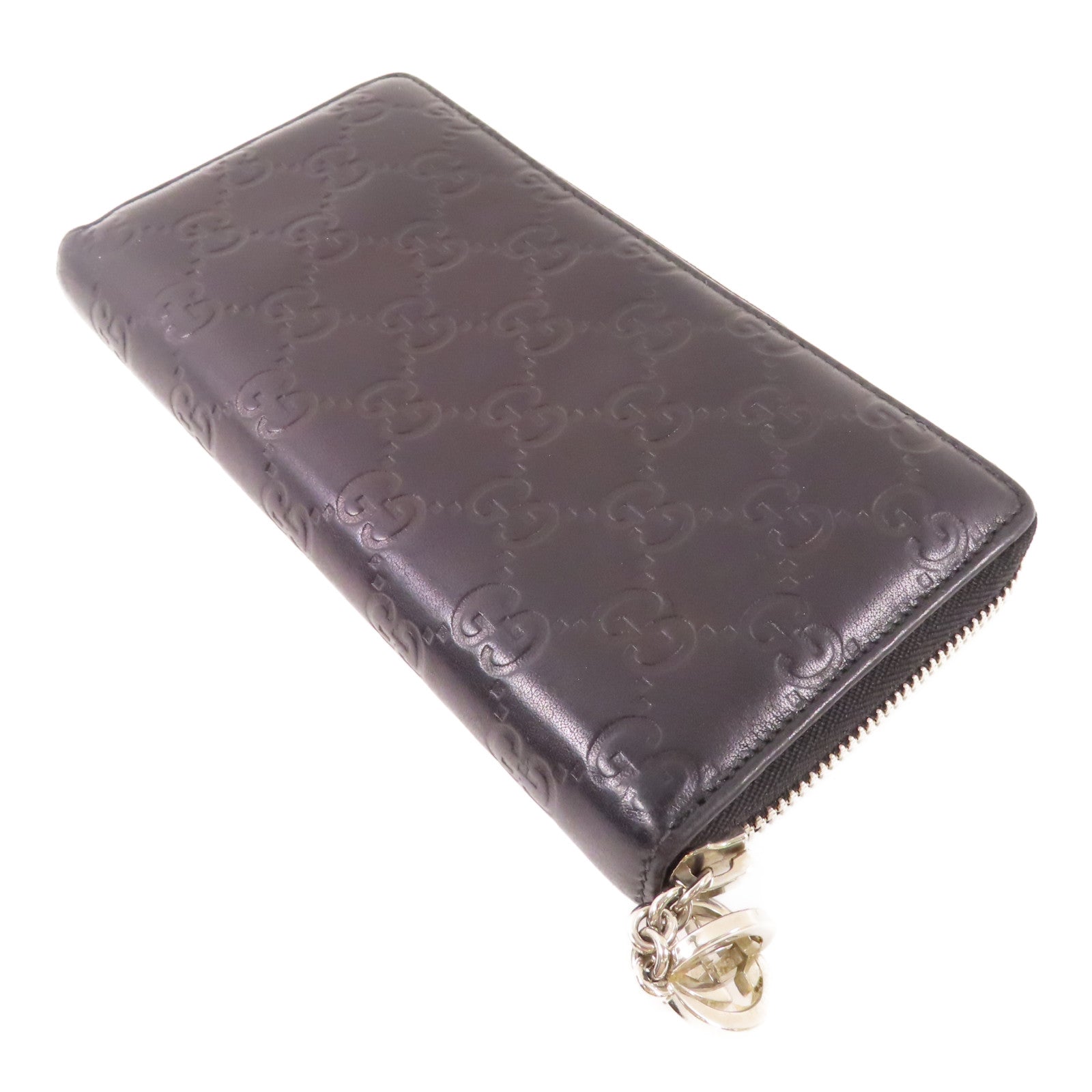 GUCCI GG SHW Zipper Long Wallet 233025 Calfskin Leather Black