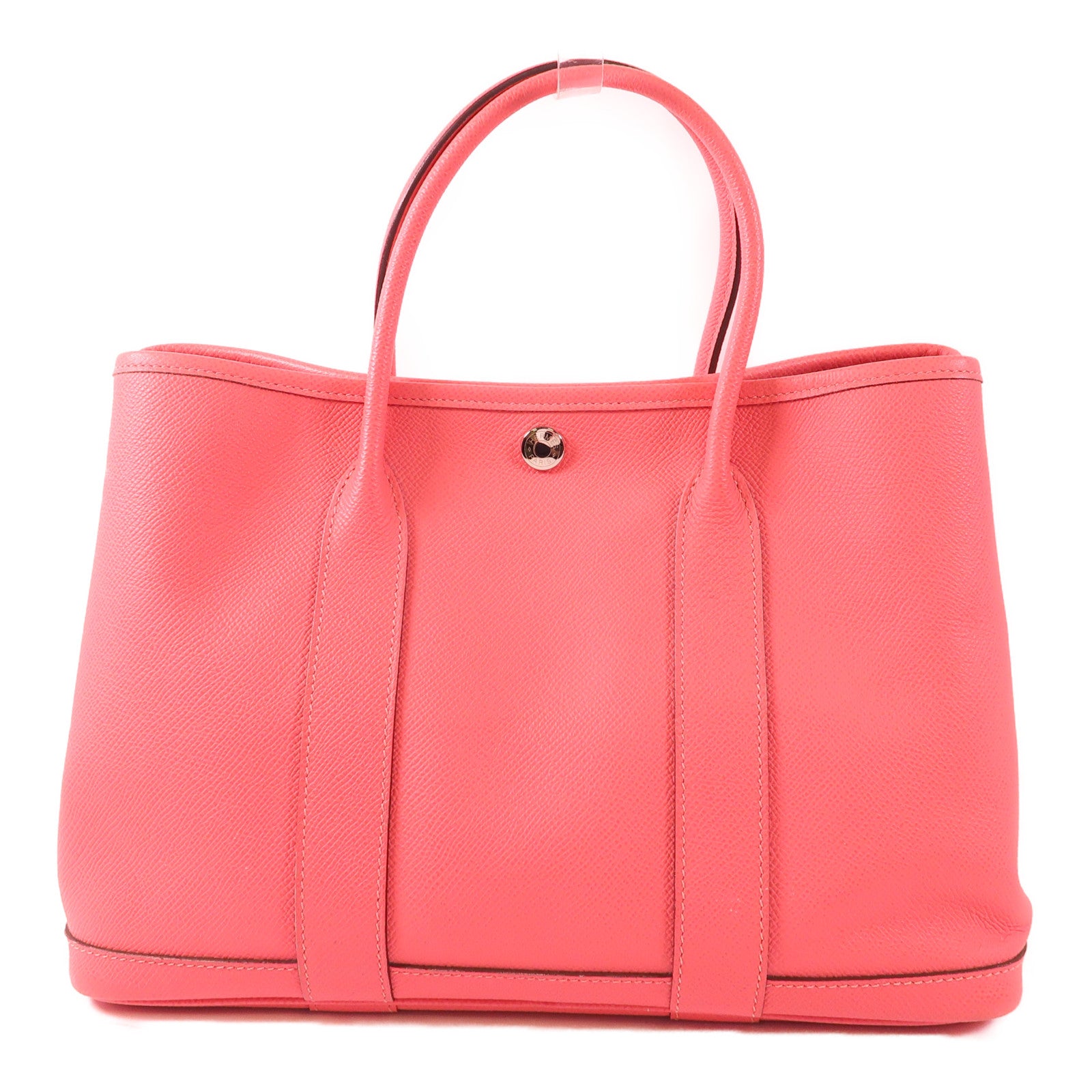 HERMES Epsom皮革Garden Party TPM銀扣手挽袋8W Rose Azalee