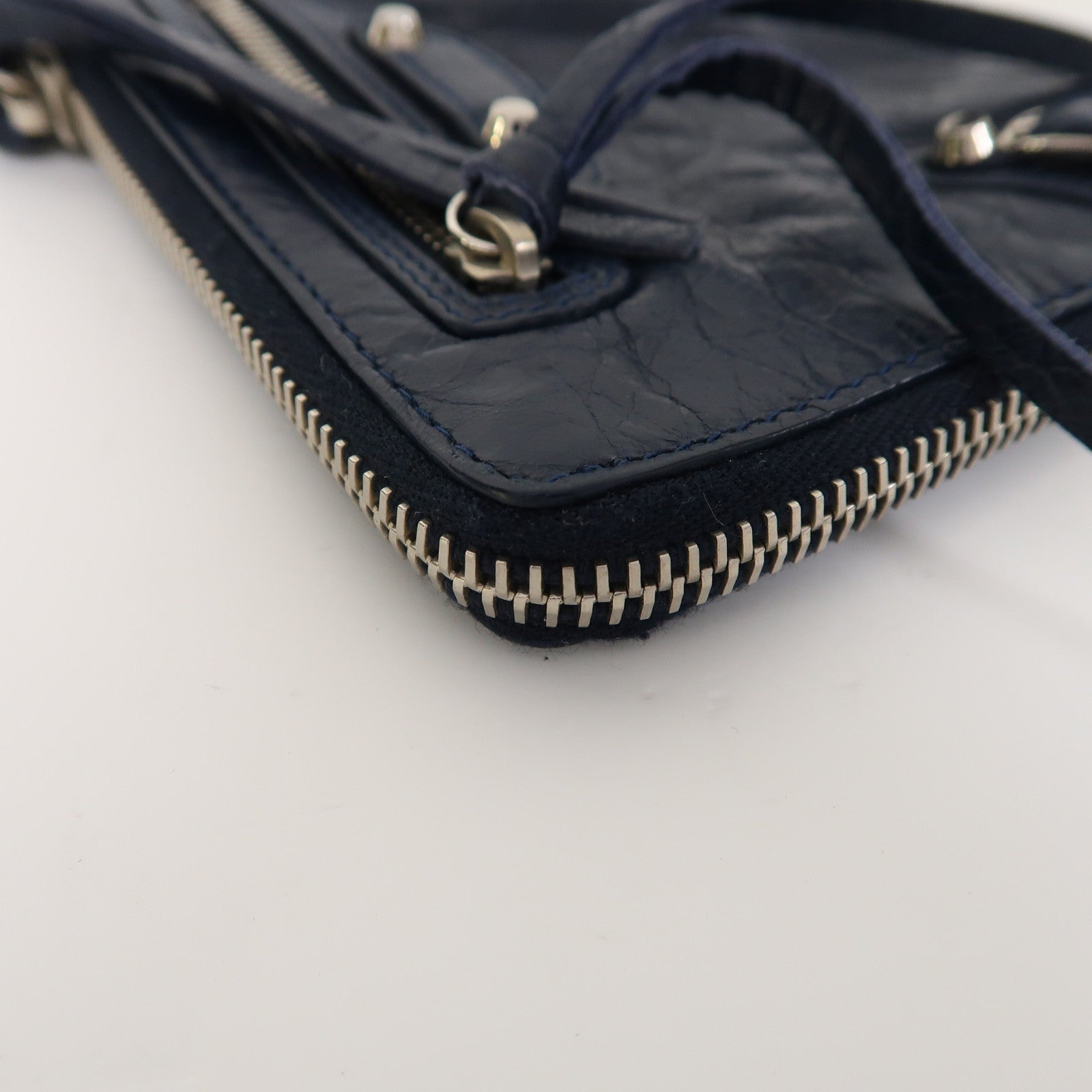 BALENCIAGA 牛皮皮革Coin Case銀扣零錢包藍色