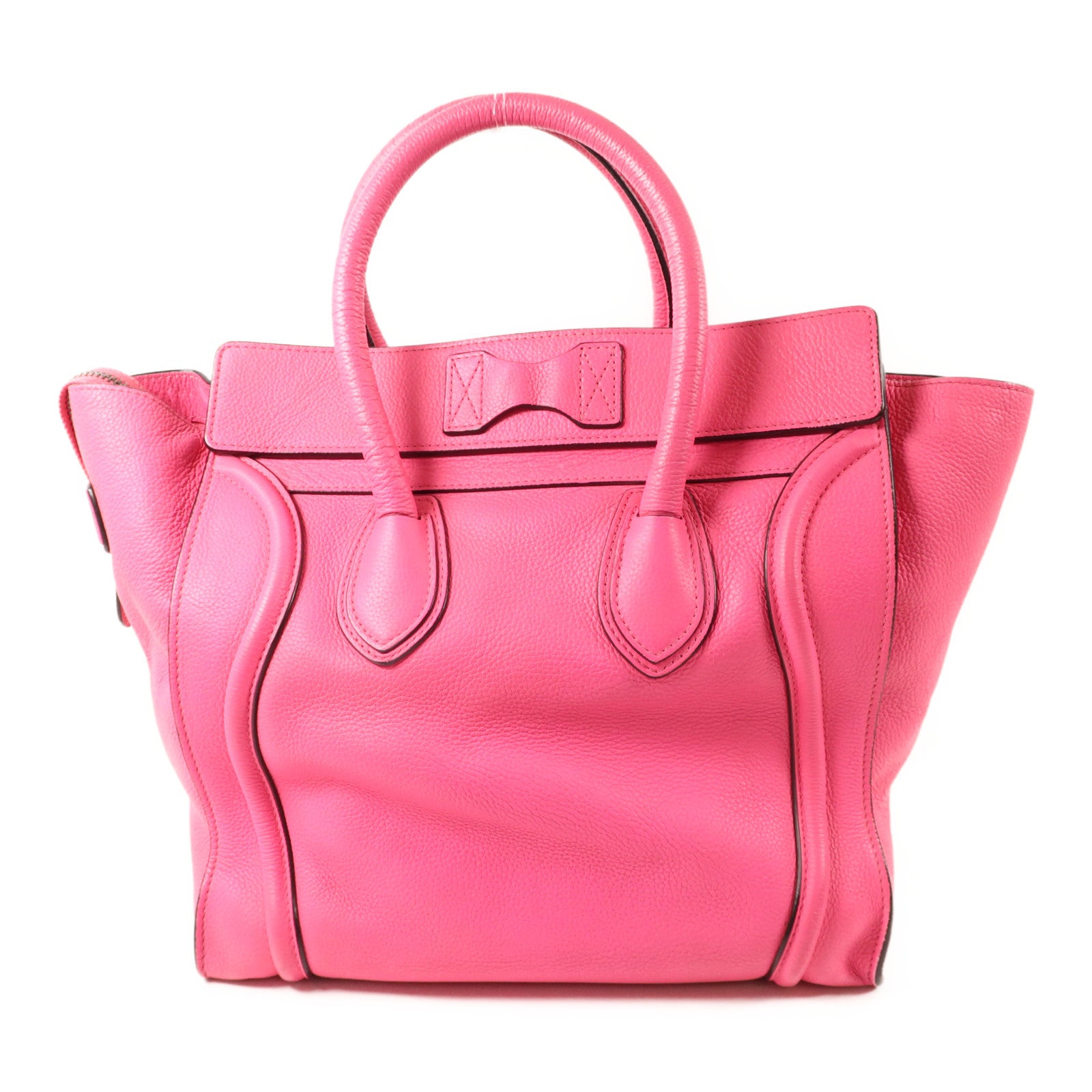 CELINE 牛皮皮革Mini Luggage銀扣手挽袋