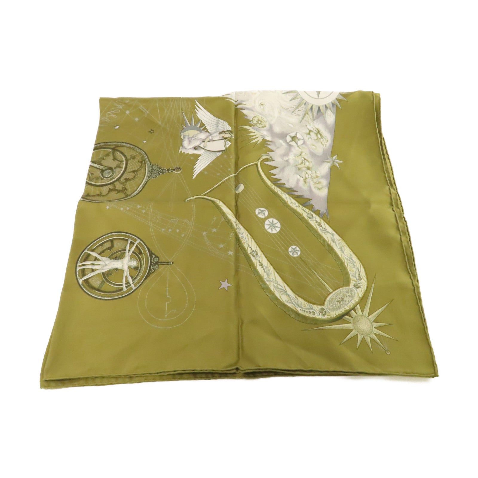 HERMES 【激減優惠】絲質90x90 Scarf絲巾軍綠色/彩色