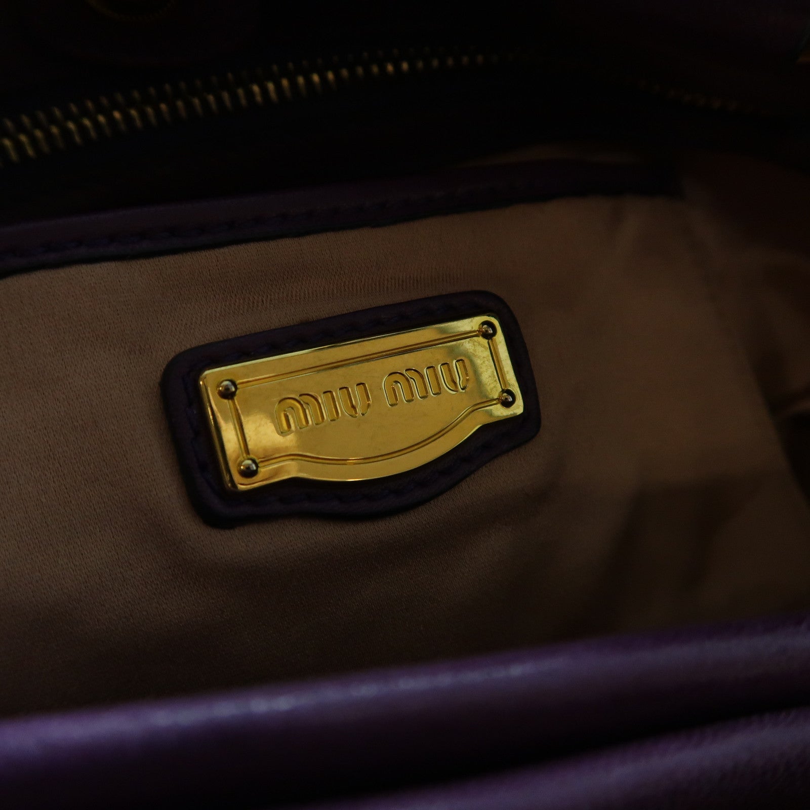 Miu Miu 羊皮皮革2 Way Shoulder金扣手挽肩背兩用袋紫色