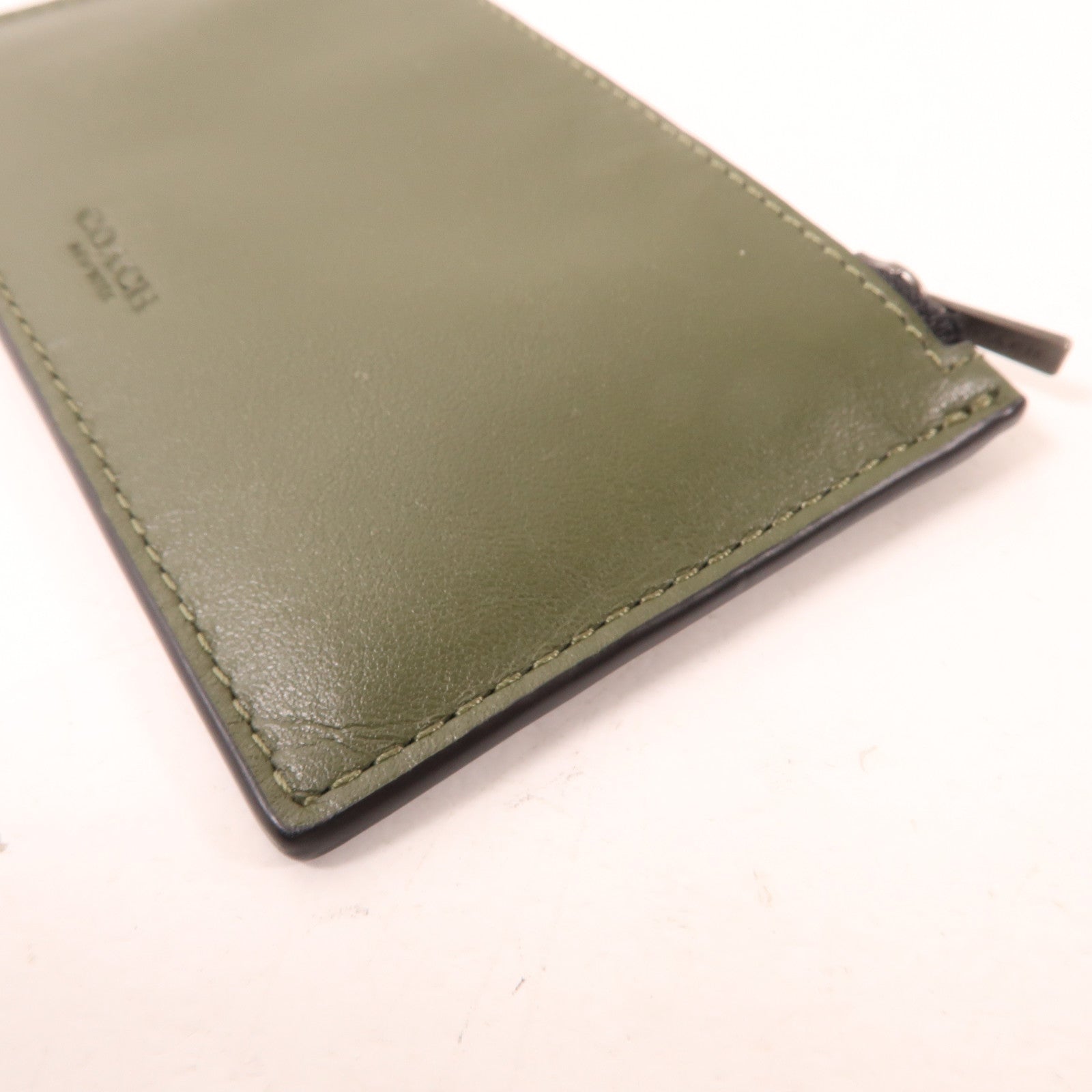 COACH 牛皮皮革Card Case卡片套墨綠色