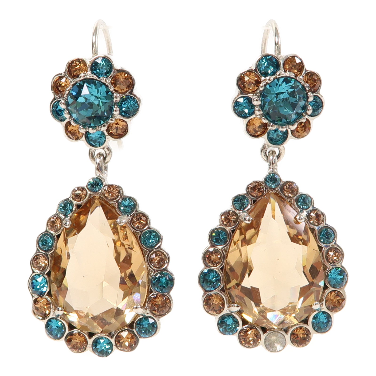 Miu Miu 【激減優惠】金屬Crystal Earrings銀扣耳環藍色/淺橙色