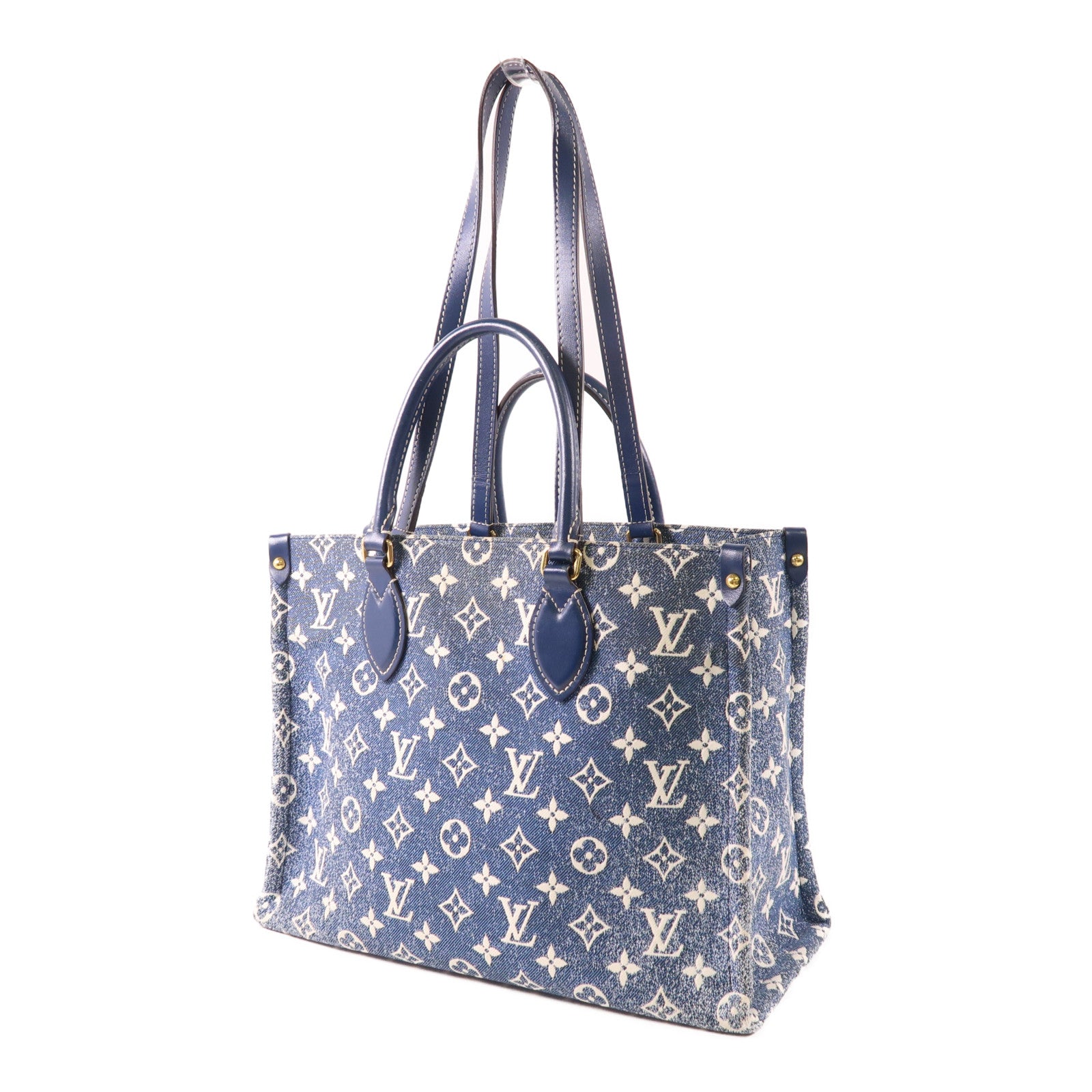 LOUIS VUITTON Monogram Denim On The Go MM金扣手挽肩背兩用袋