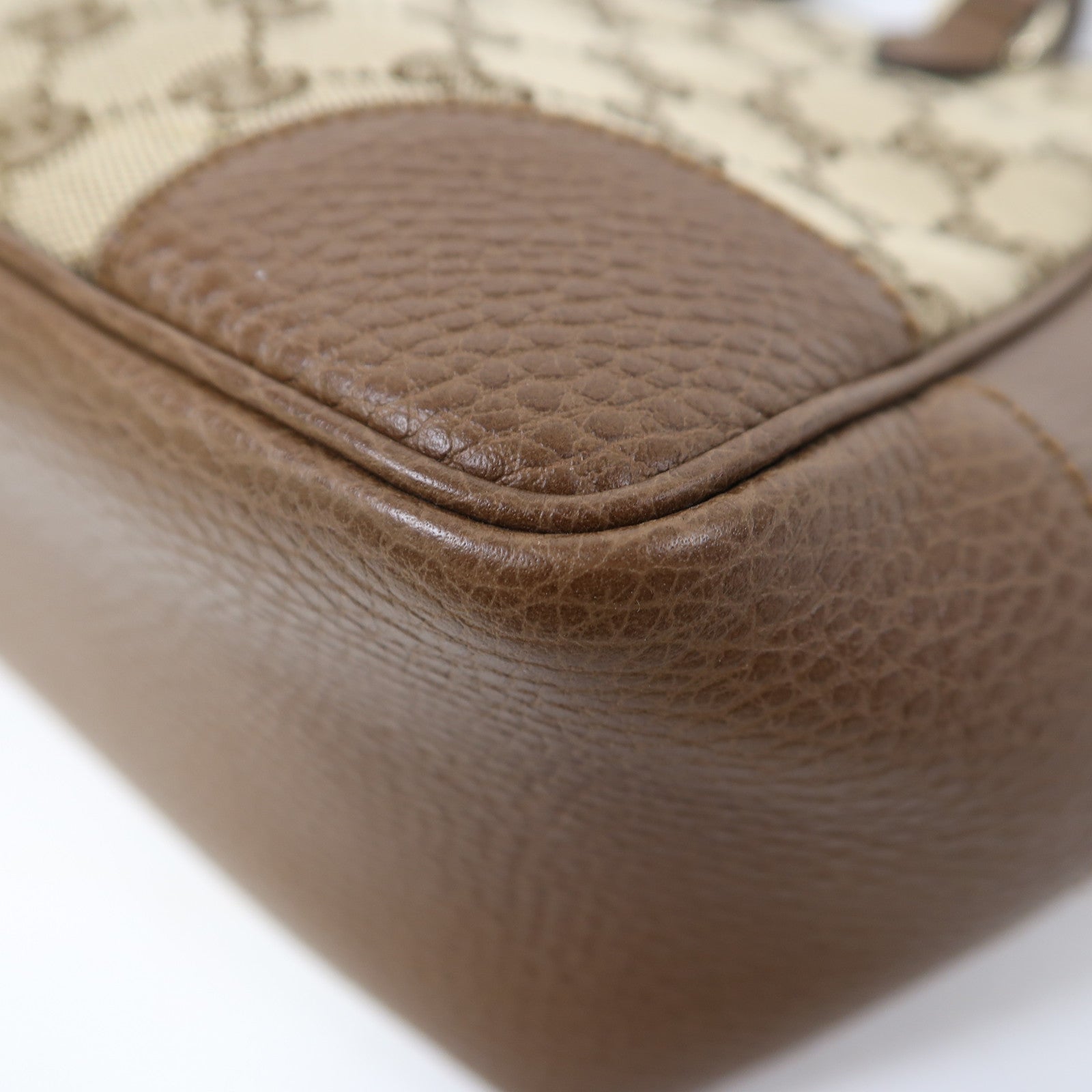 GUCCI 帆布/皮革Shoulder Bag金扣手挽肩背兩用袋啡色
