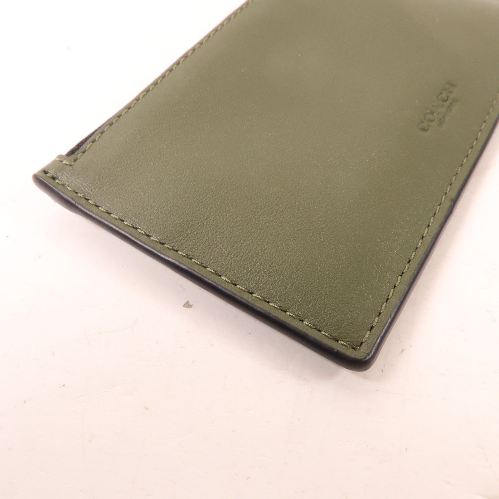 COACH 牛皮皮革Card Case卡片套墨綠色