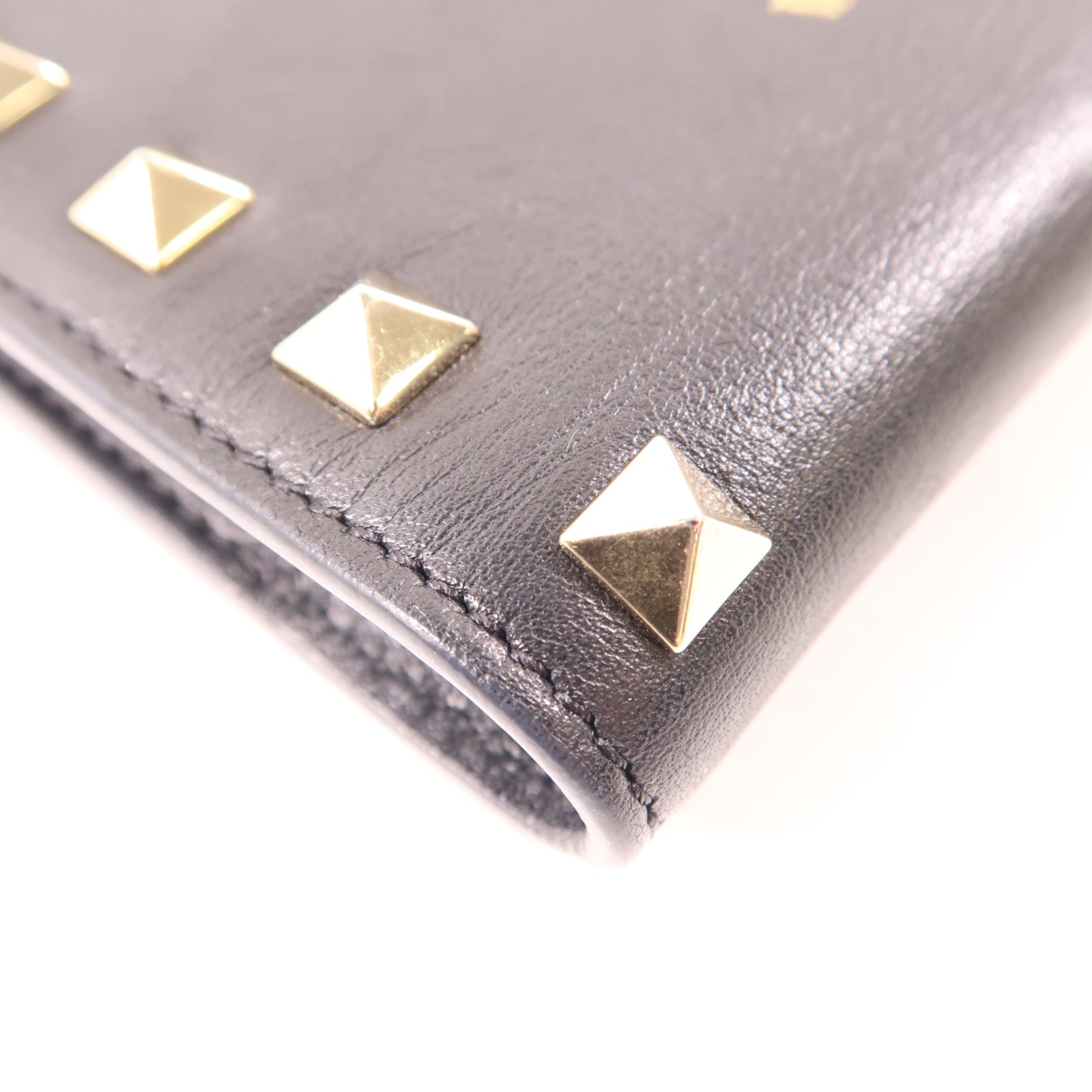 Valentino 牛皮皮革Garavani Rockstud Wallet金扣錢包黑色