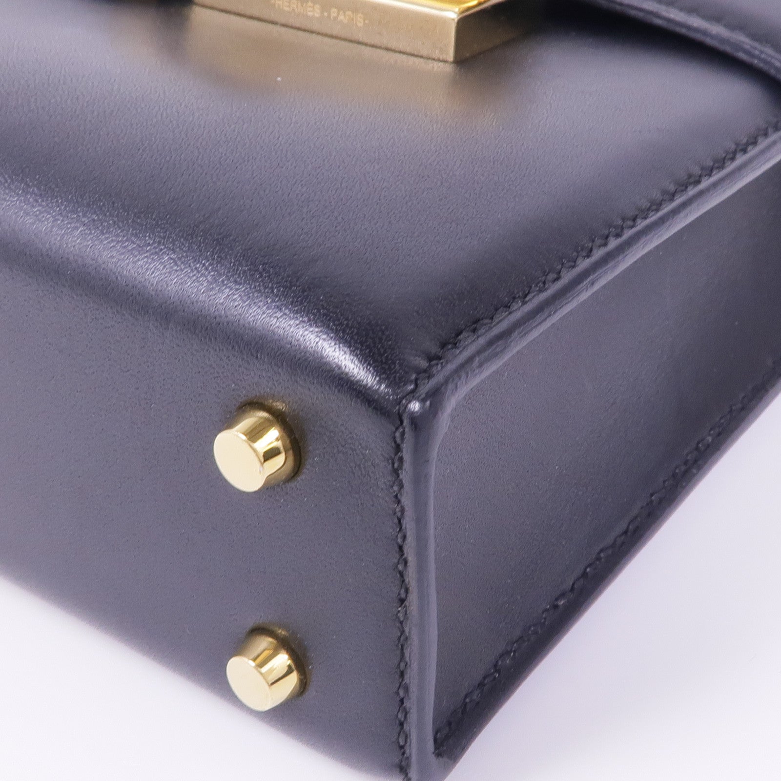 HERMES Tadelakt皮革Verrou Mini金扣鏈帶肩背袋Noir