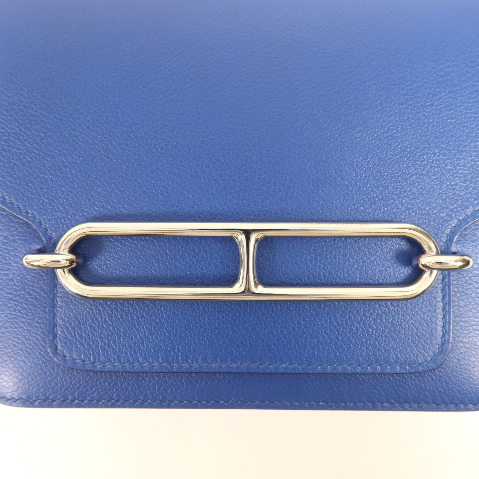 HERMES Evercolour皮革Roulis Mini銀扣肩背袋Blue Zellige