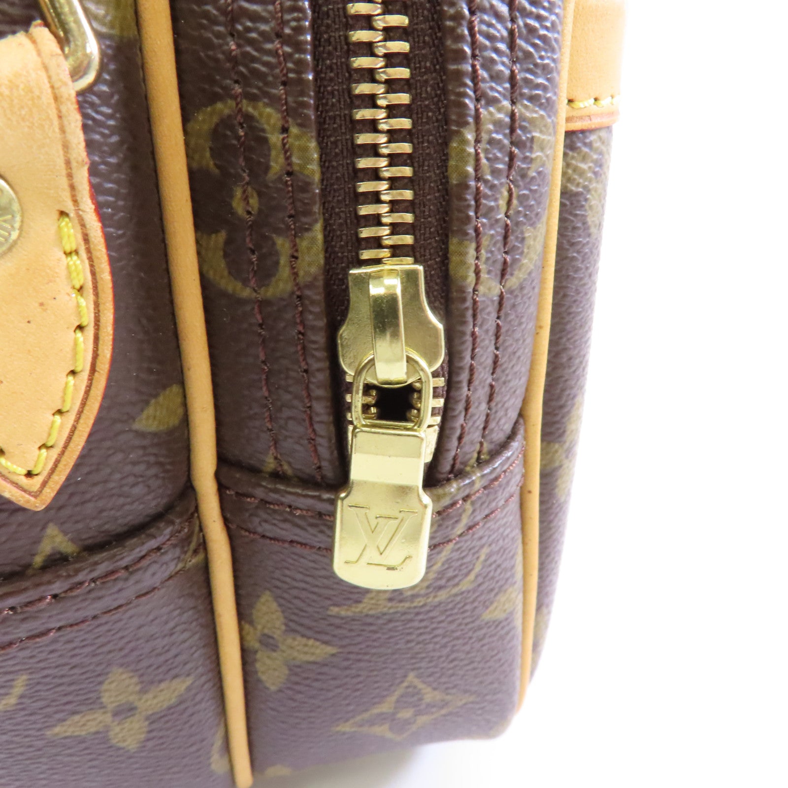 LOUIS VUITTON Monogram Reporter PM金扣肩背袋棕色