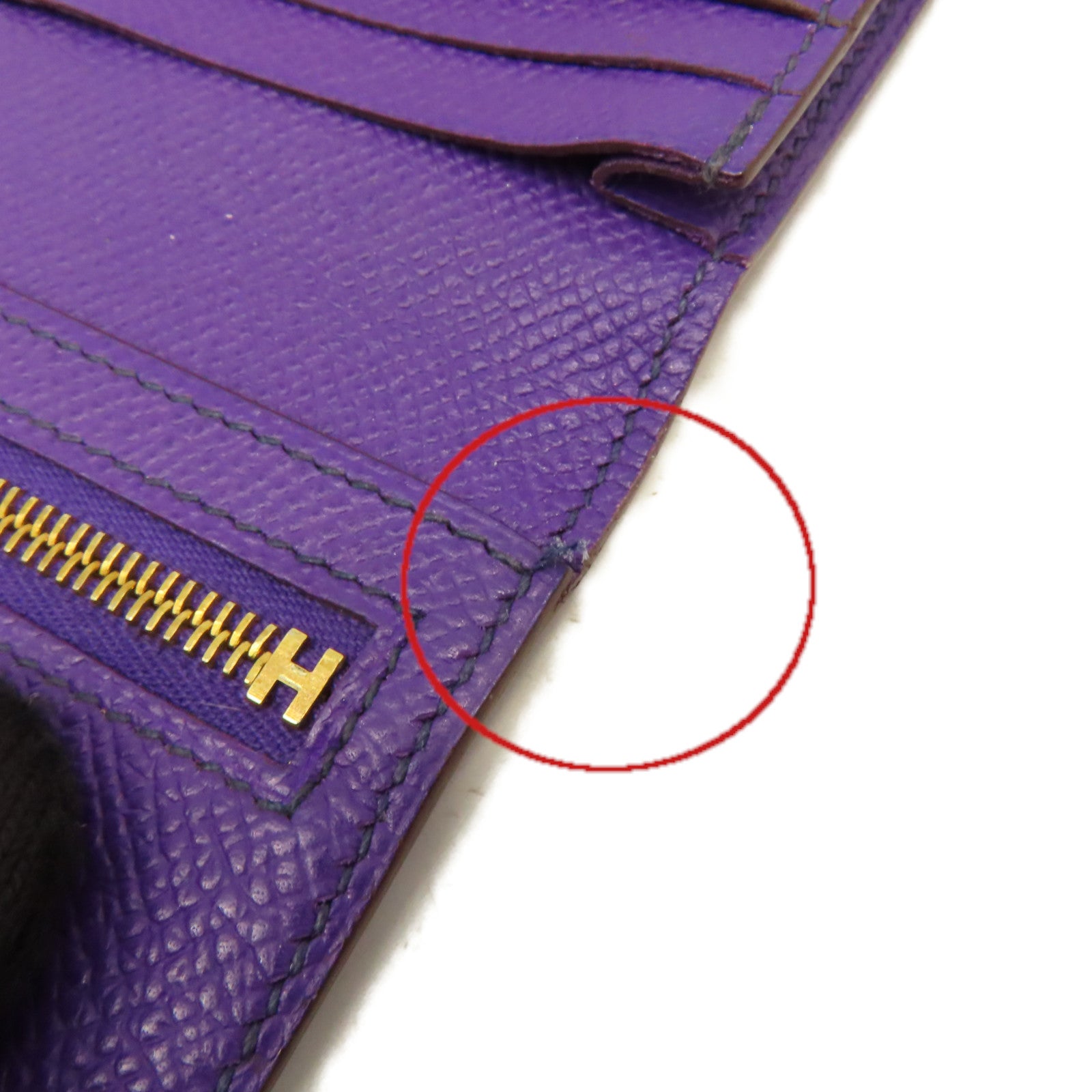 HERMES 【激減優惠】Epsom皮革Bearn Wallet金扣長錢包紫色