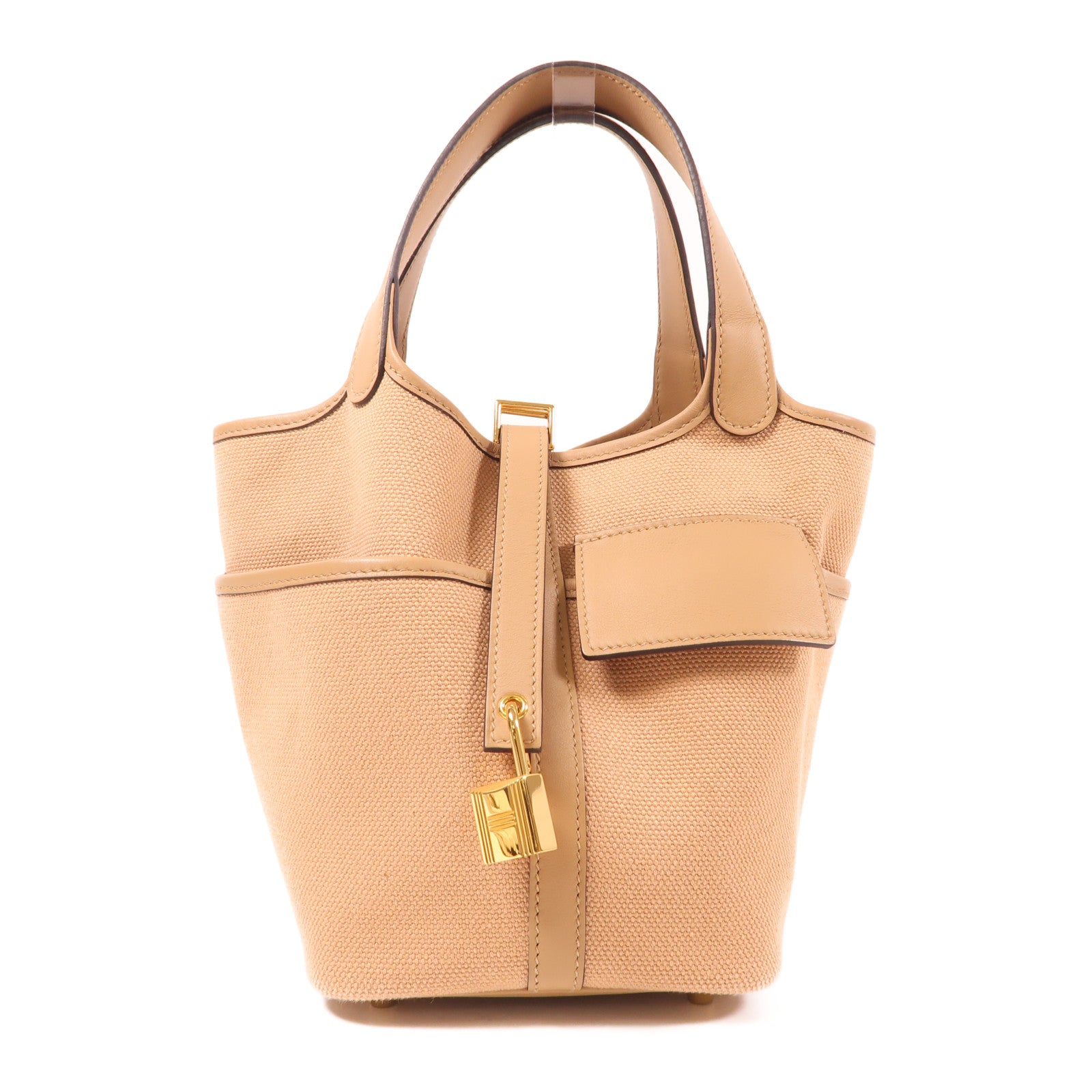 HERMES 帆布/Swift皮革 Picotin PM Cargo金扣手挽袋Chai