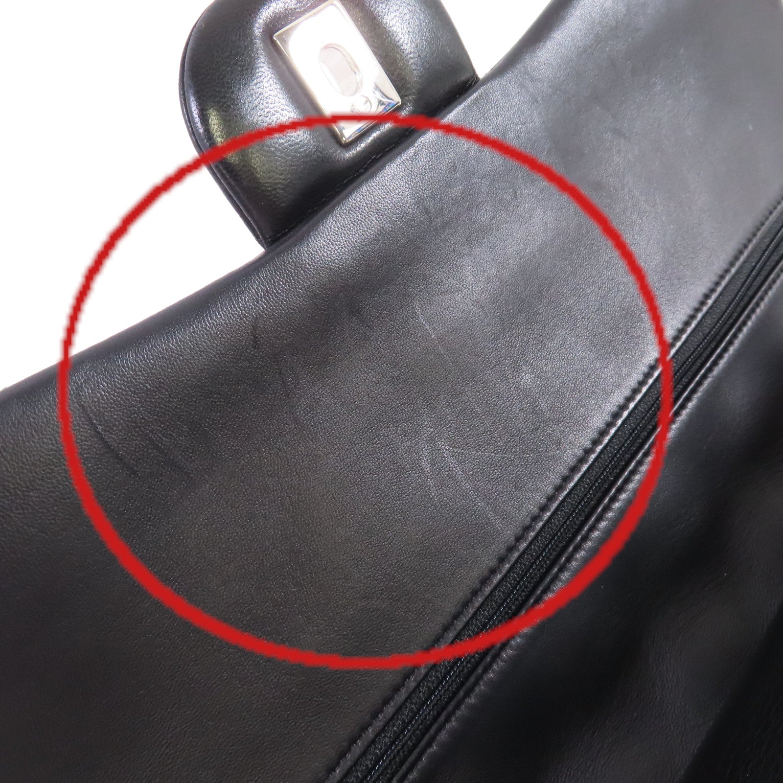 CHANEL 菱格羊皮皮革Classic Jumbo Chain Shoulder Bag銀扣鏈帶肩背袋黑色
