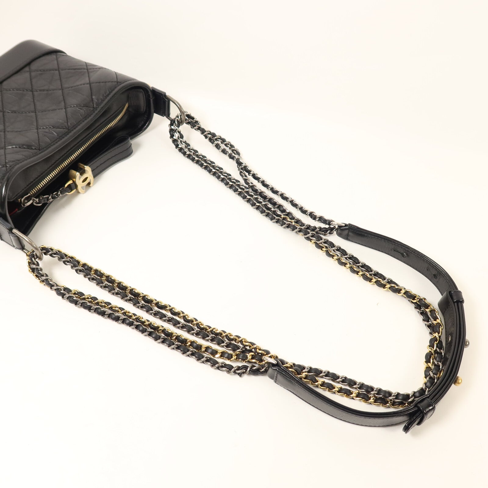 CHANEL 牛皮皮革Gabrielle Small鏈帶手挽肩背兩用袋