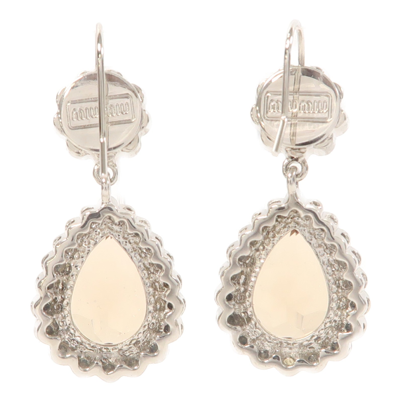 Miu Miu 【激減優惠】金屬Crystal Earrings銀扣耳環藍色/淺橙色