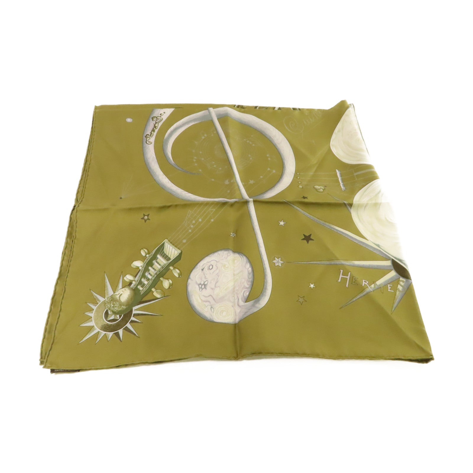 HERMES 【激減優惠】絲質90x90 Scarf絲巾軍綠色/彩色