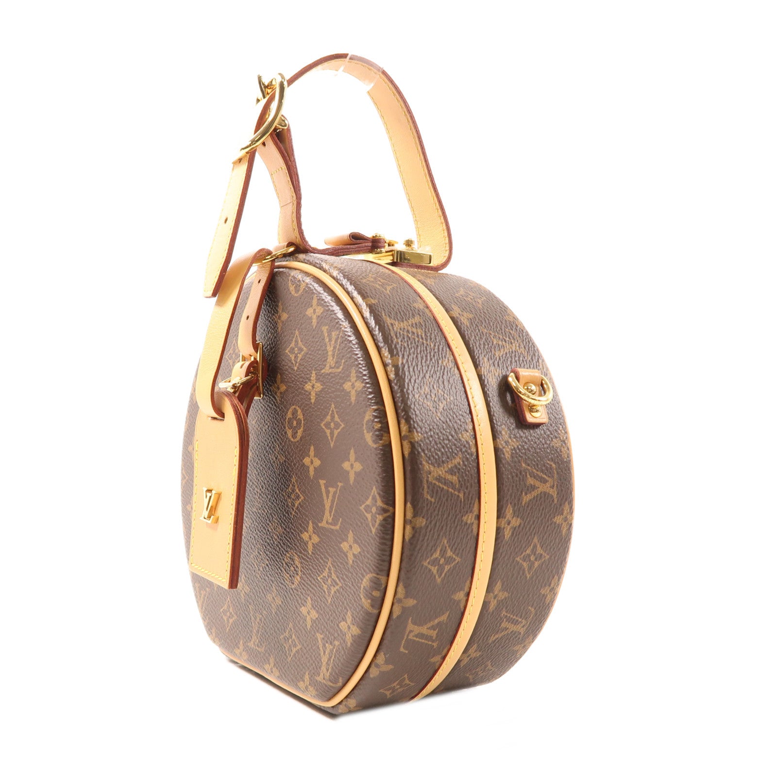 LOUIS VUITTON Monogram Petite Boite Chapeau金扣手挽肩背兩用袋棕色