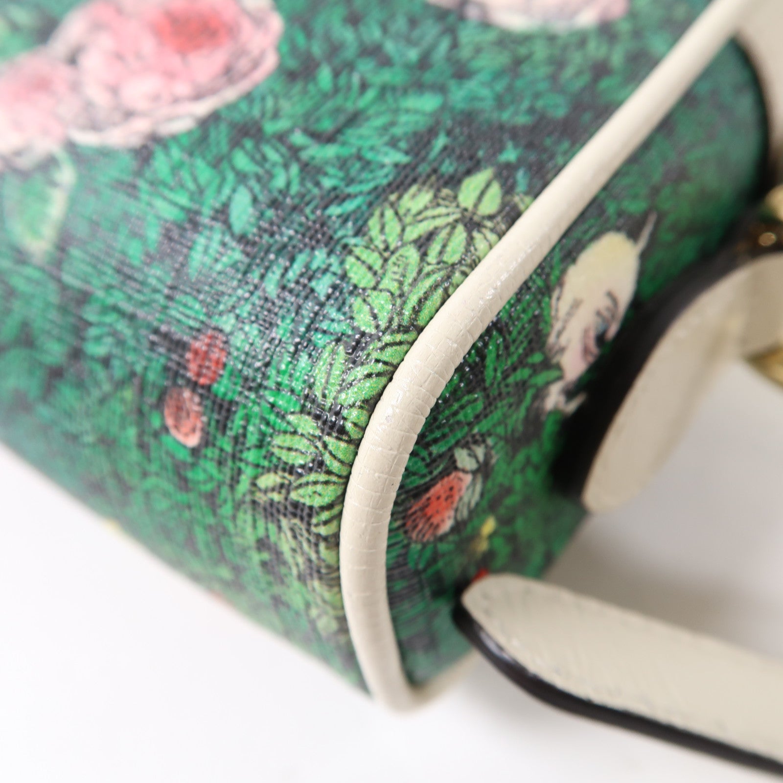 GUCCI 塗層帆布One Shoulder金扣肩背袋綠色/米色