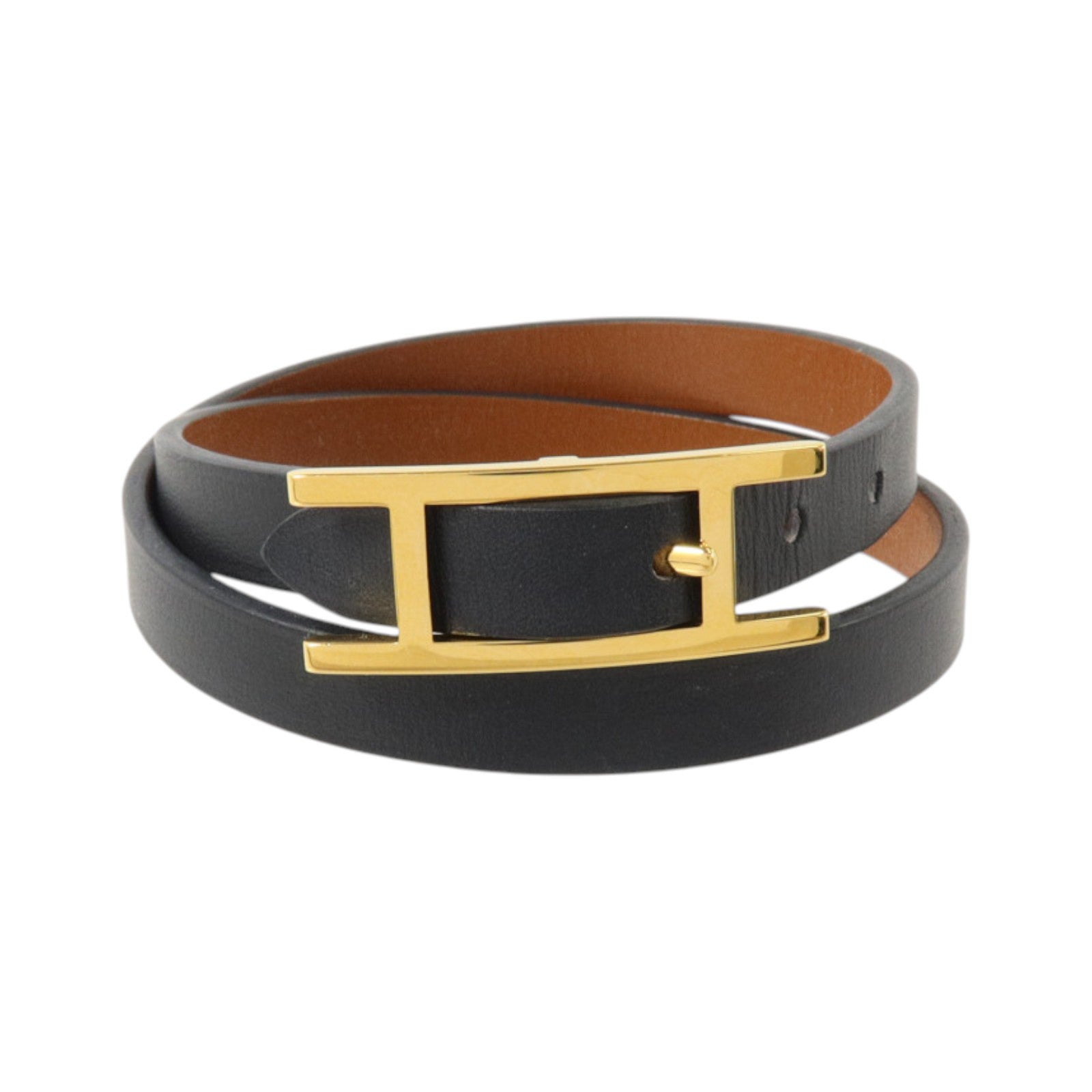 HERMES Tadelakt皮革Behapi Double Tour Bracelet金扣手鏈