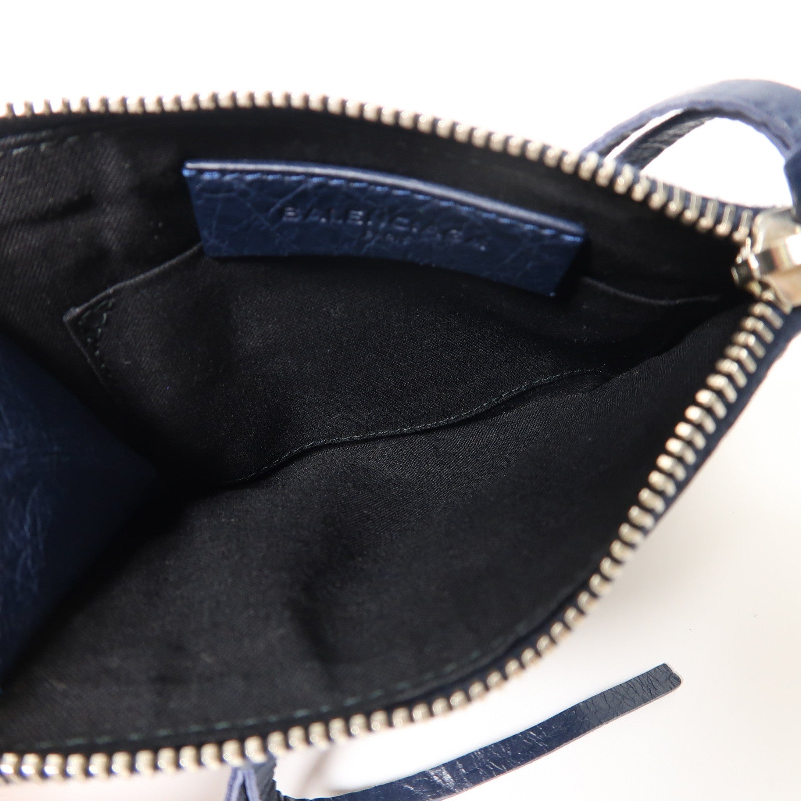 BALENCIAGA 牛皮皮革Coin Case銀扣零錢包藍色