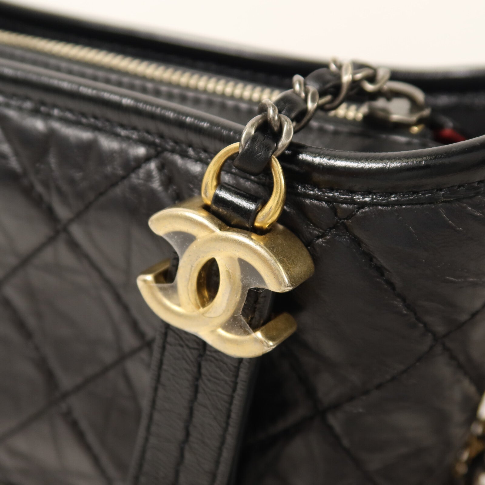 CHANEL 牛皮皮革Gabrielle Small鏈帶手挽肩背兩用袋
