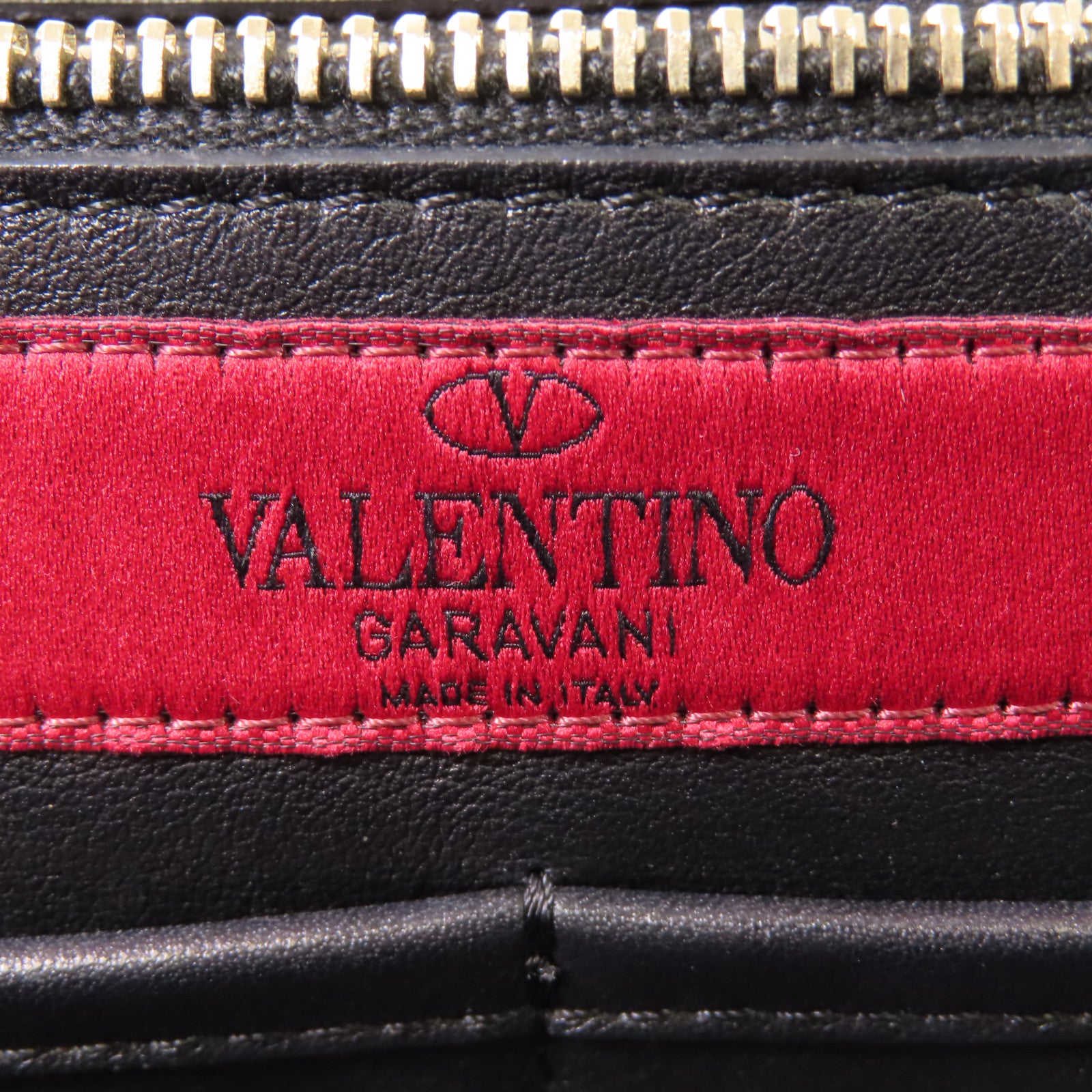 VALENTINO GHW 2 Way Shoulder Bag Calfskin Leather Black