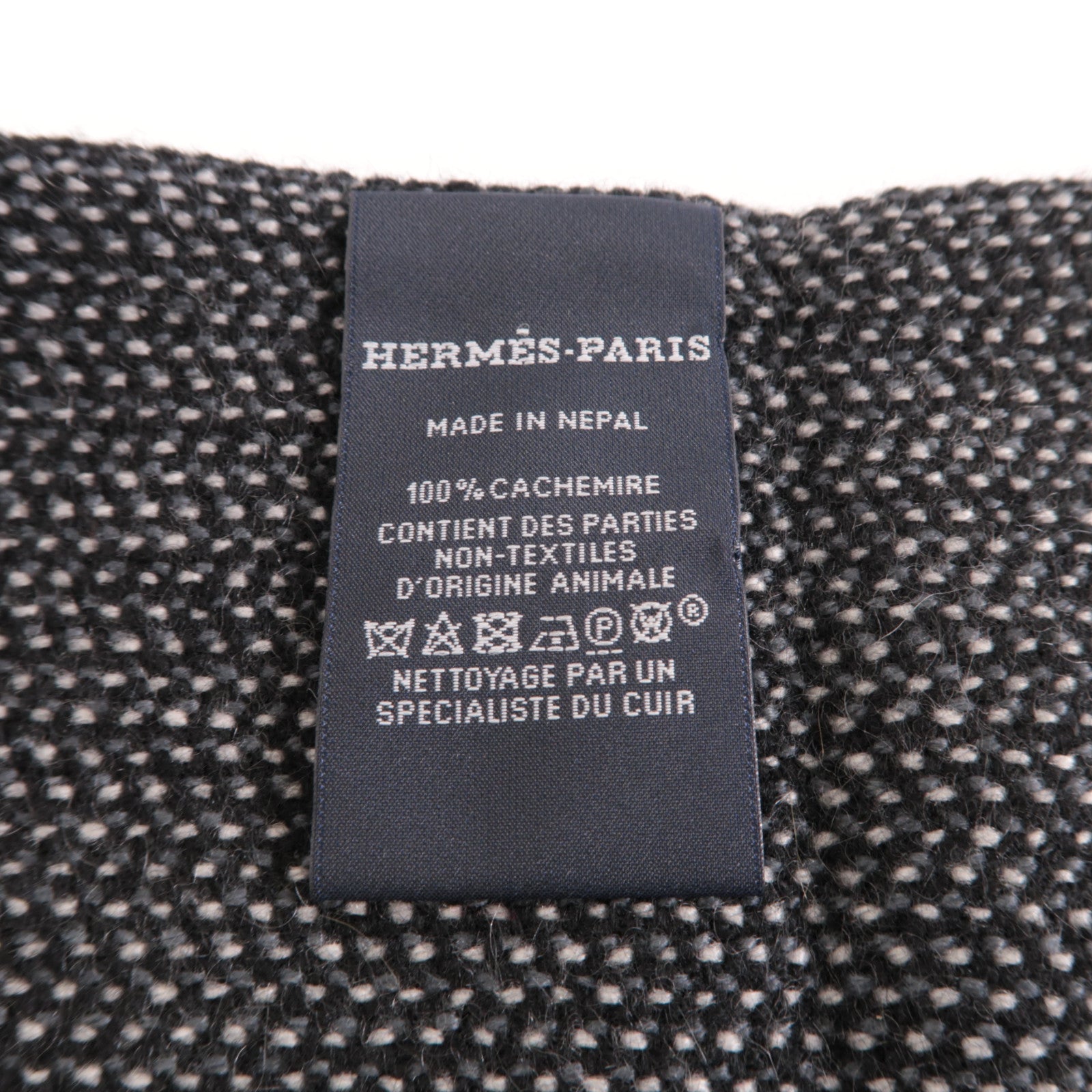 HERMES Cashmere Scarf圍巾黑色/灰色