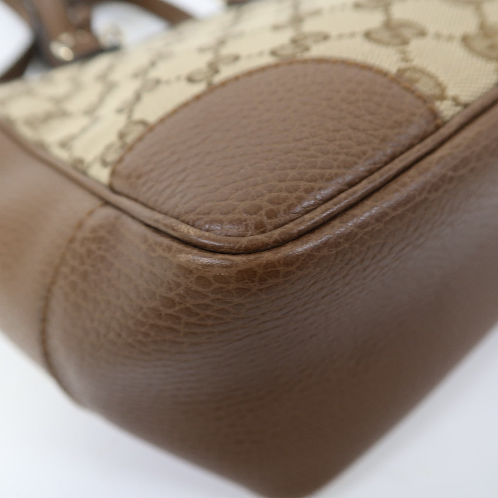 GUCCI 帆布/皮革Shoulder Bag金扣手挽肩背兩用袋啡色