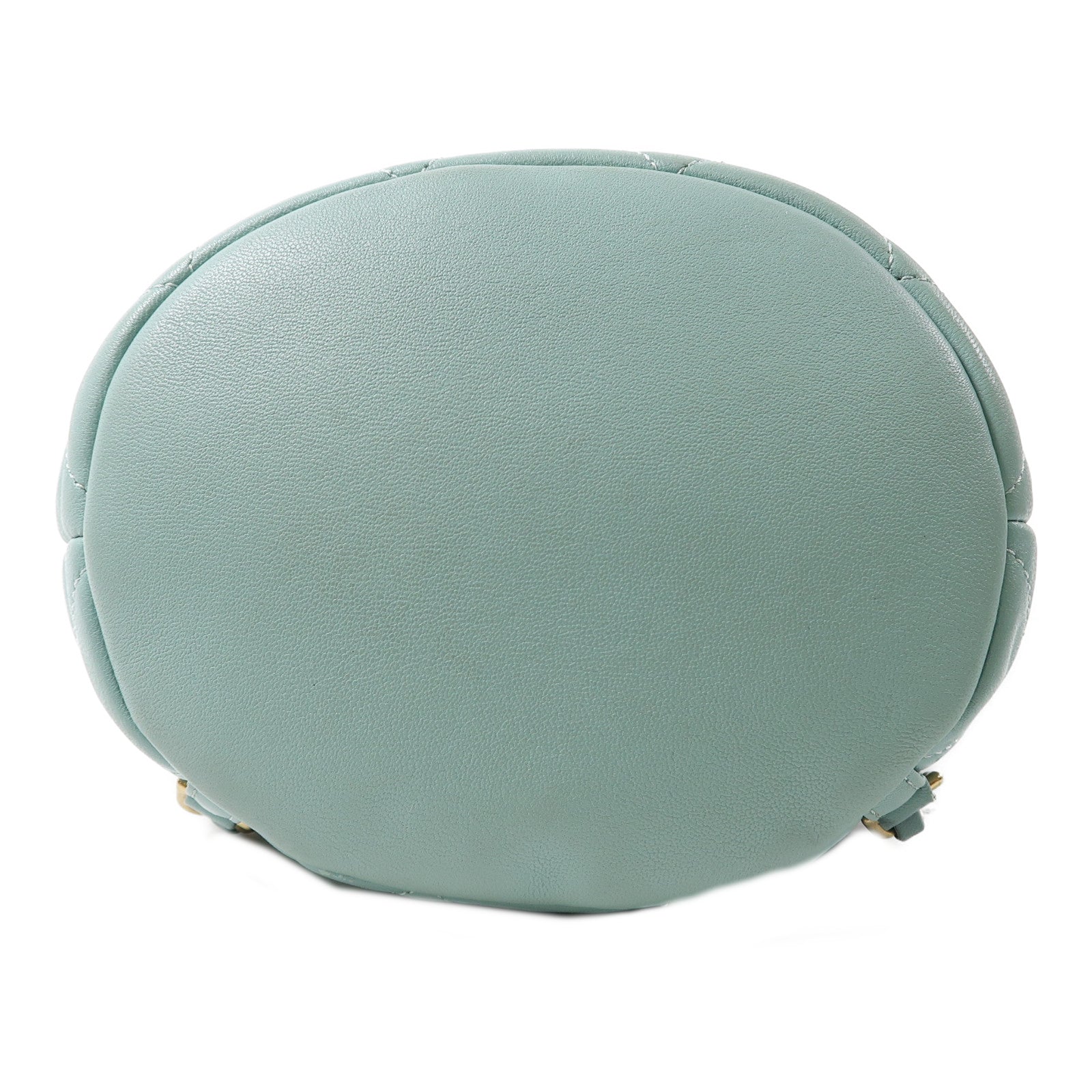 CHANEL 菱格牛皮皮革Backpack金扣鏈帶背包淺綠色