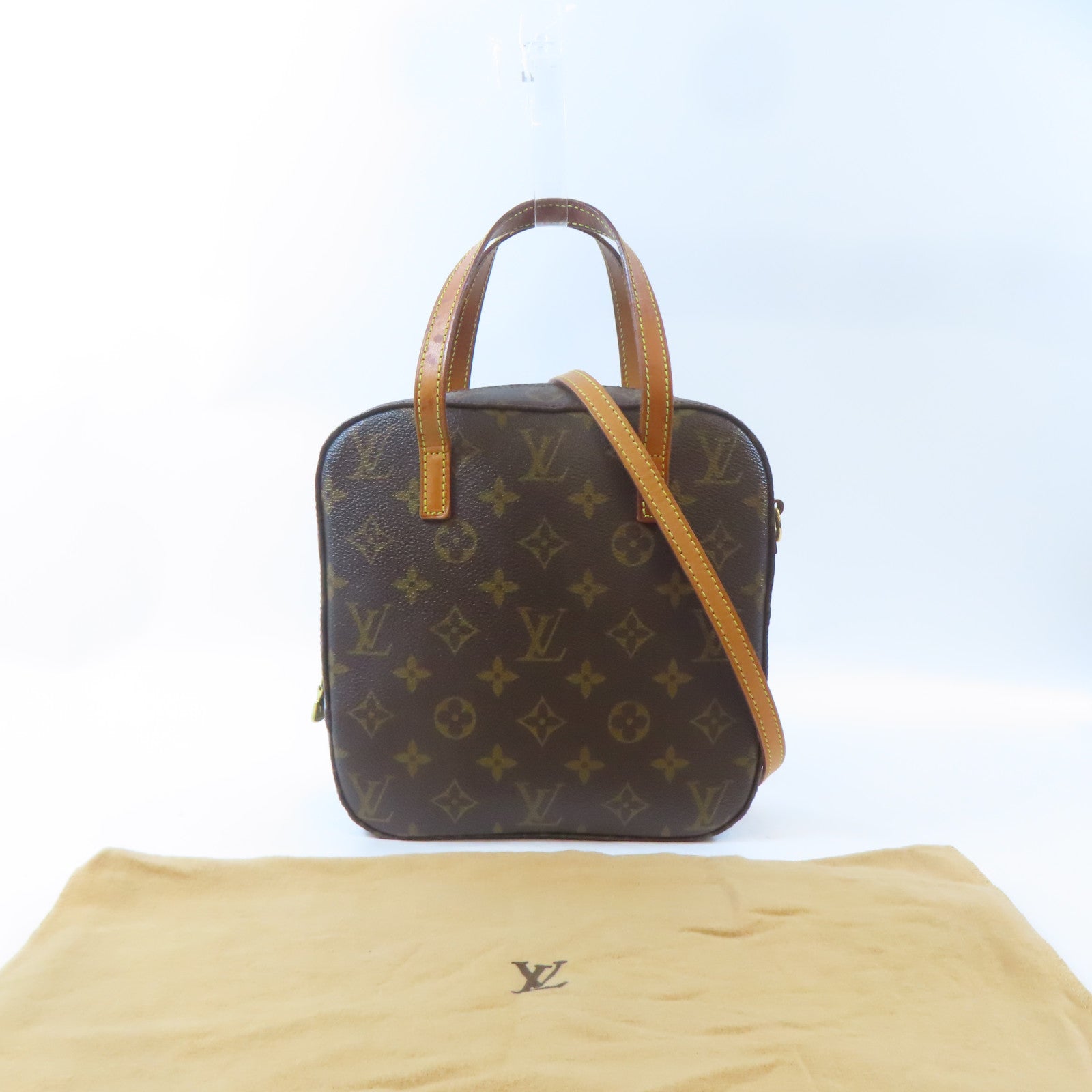 LOUIS VUITTON Monogram Spontini金扣手挽肩背兩用袋啡色