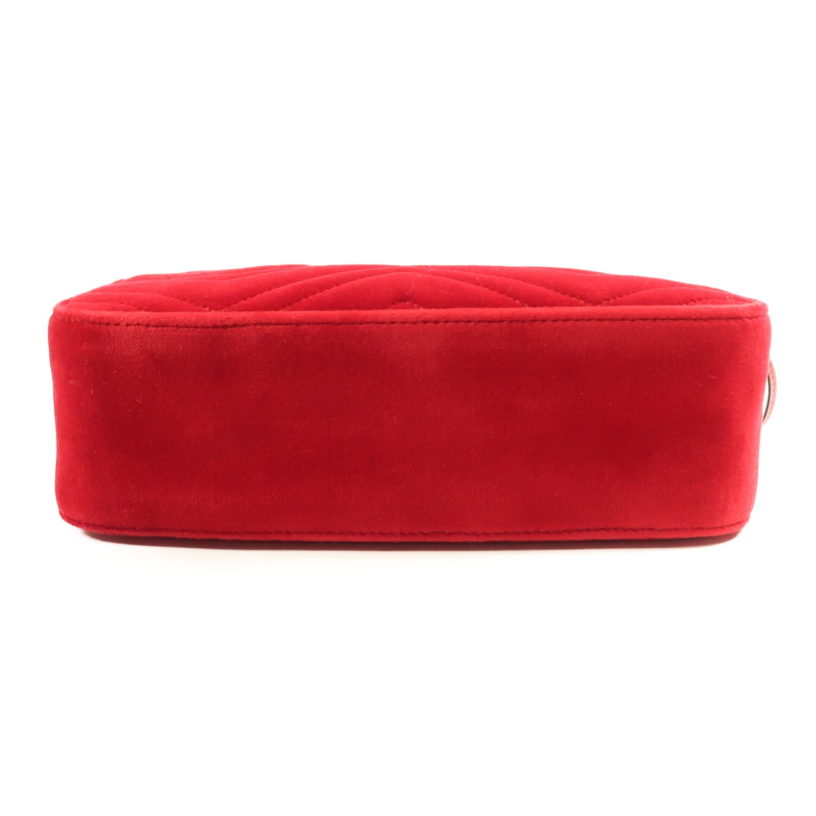 GUCCI GHW GG Marmont Small Chain Shoulder Bag Velvet 447632 Red