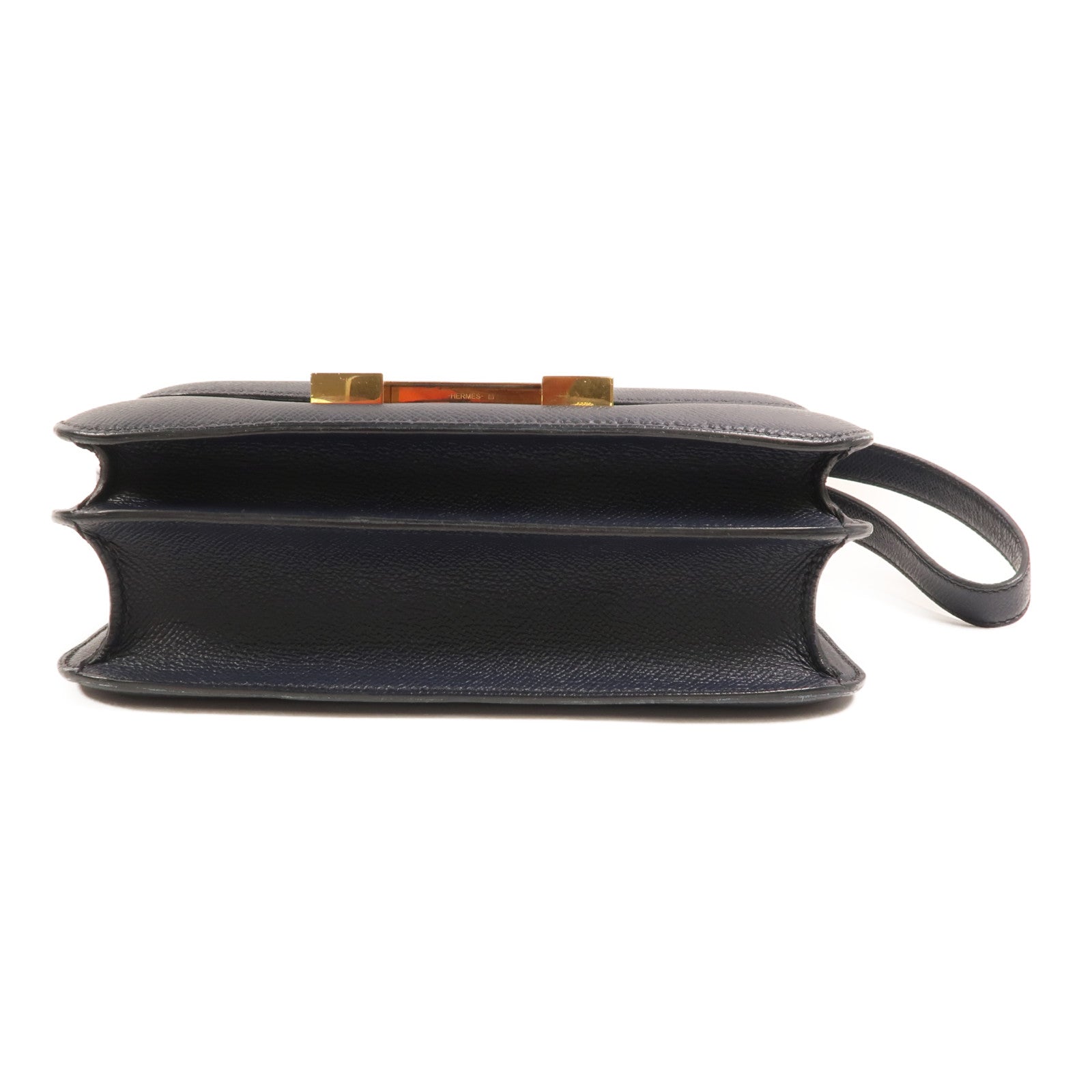 HERMES Epsom皮革Constance24金扣肩背袋Bleu Indigo