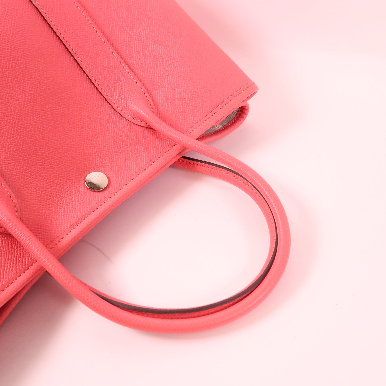 HERMES Epsom皮革Garden Party TPM銀扣手挽袋8W Rose Azalee