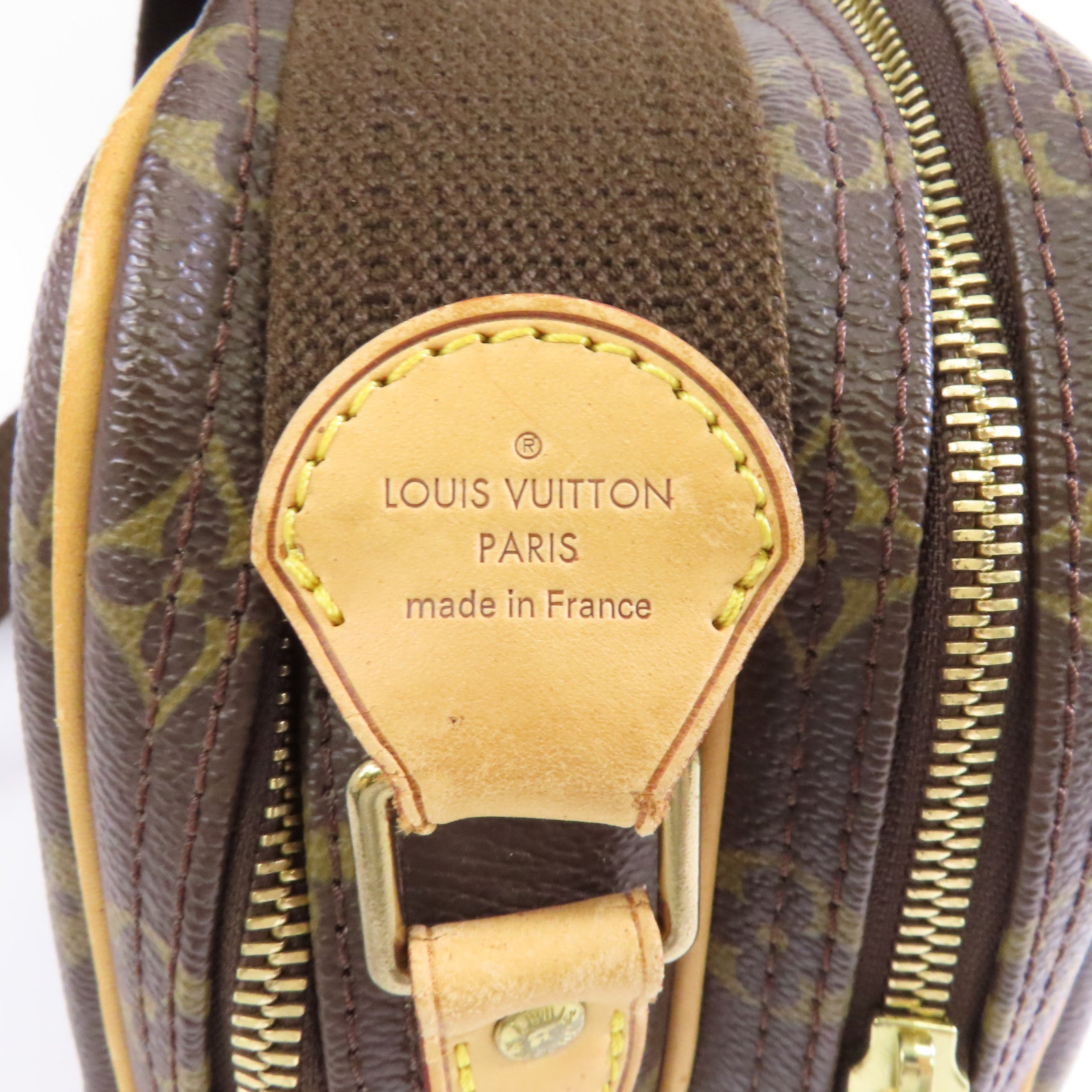 LOUIS VUITTON Monogram Reporter PM金扣肩背袋棕色