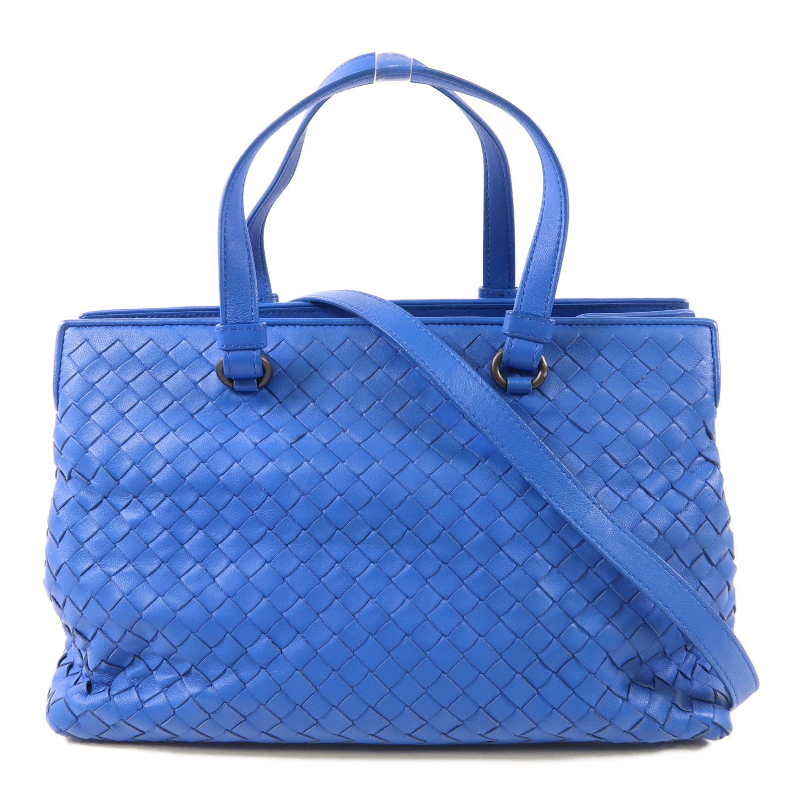 BOTTEGA VENETA BV 2 Way Shoulder Bag Calfskin Leather Blue