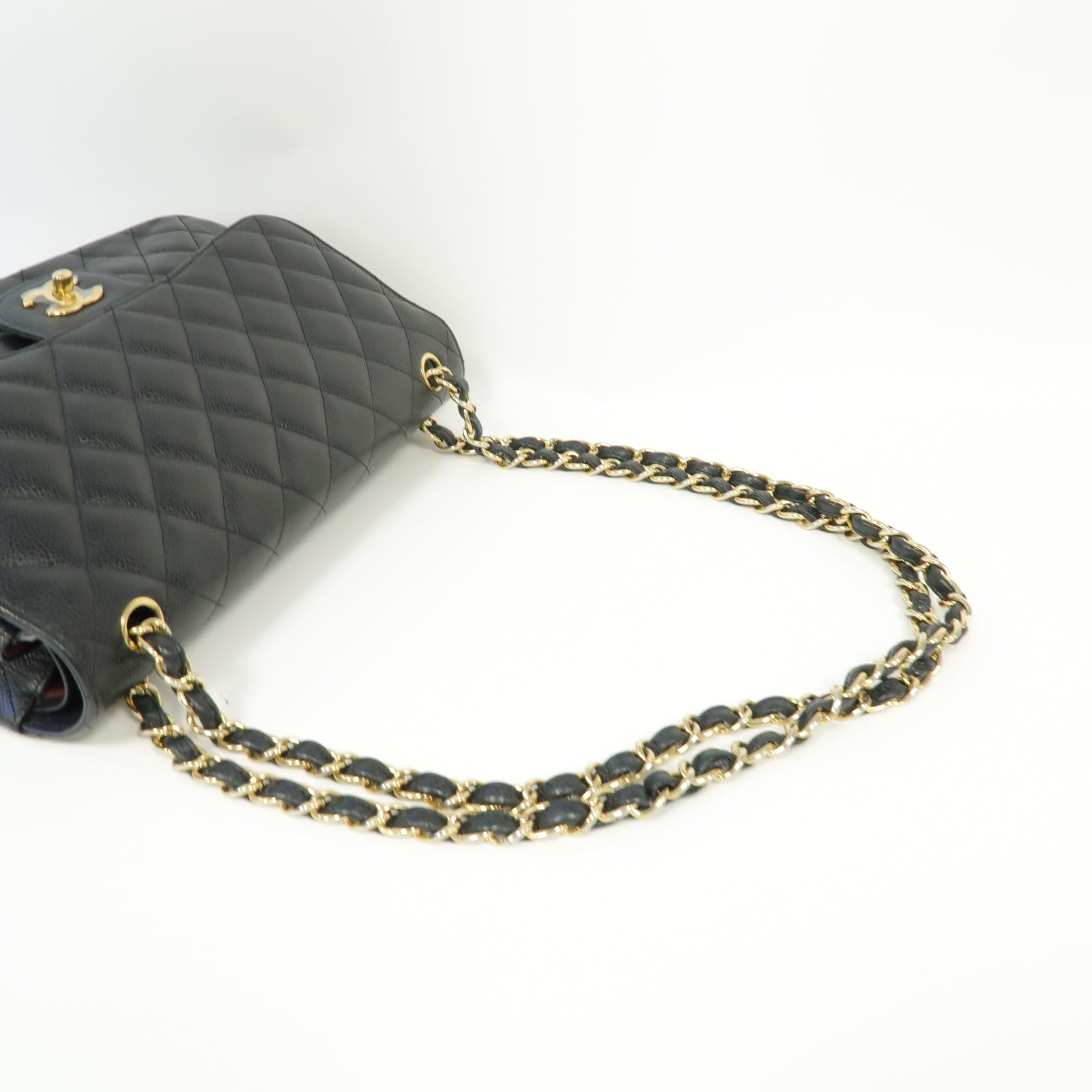 CHANEL **【激減優惠】皮革Classic Flap 30金扣鏈帶肩背袋黒色