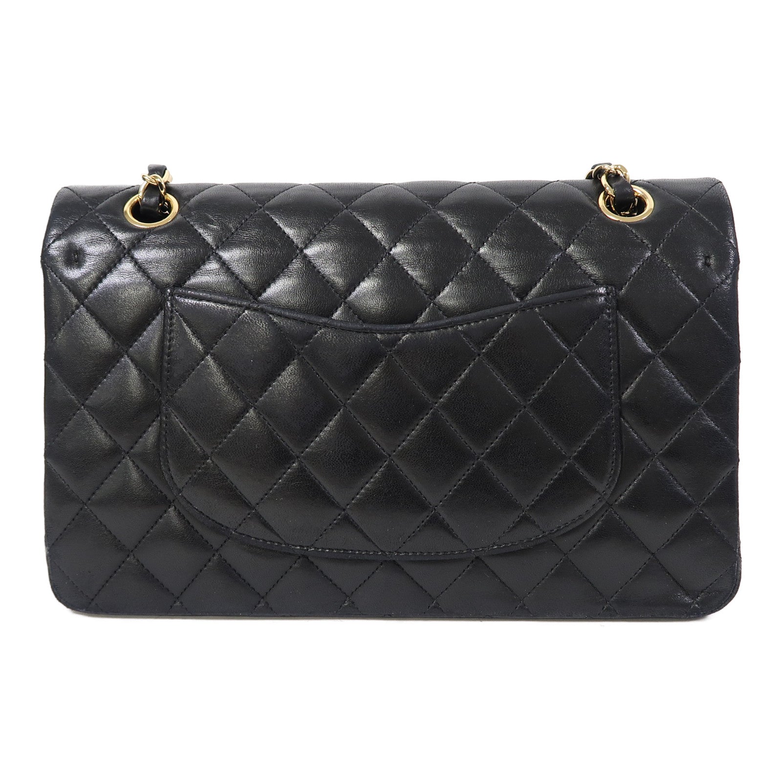 CHANEL 菱格羊皮皮革Classic金扣鏈帶肩背袋黑色