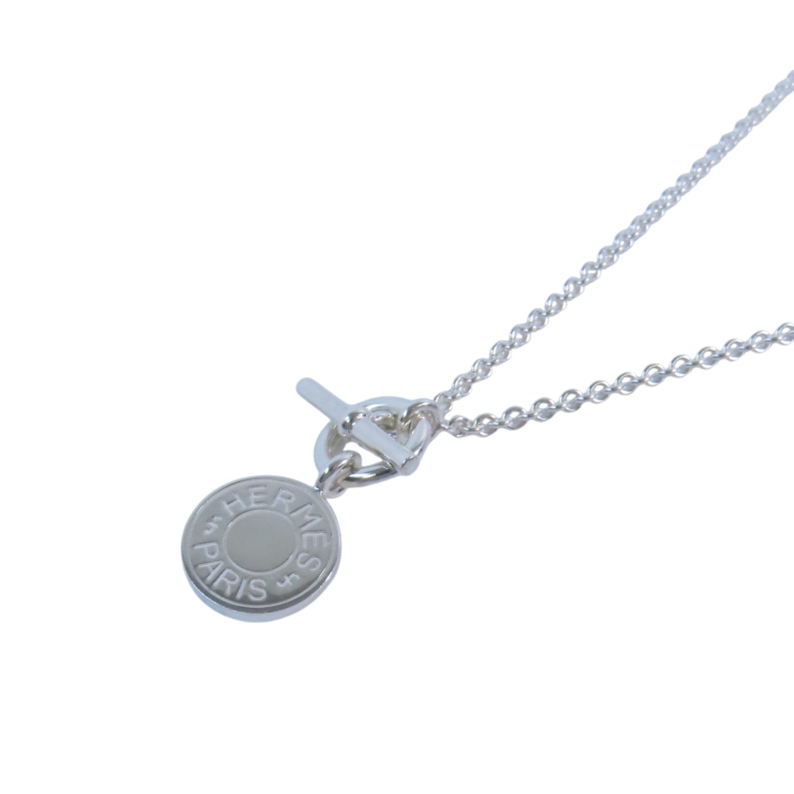 HERMES PHW Amulettes Hermes Ex-Libris Pendant Necklace 925 Sterling Silver