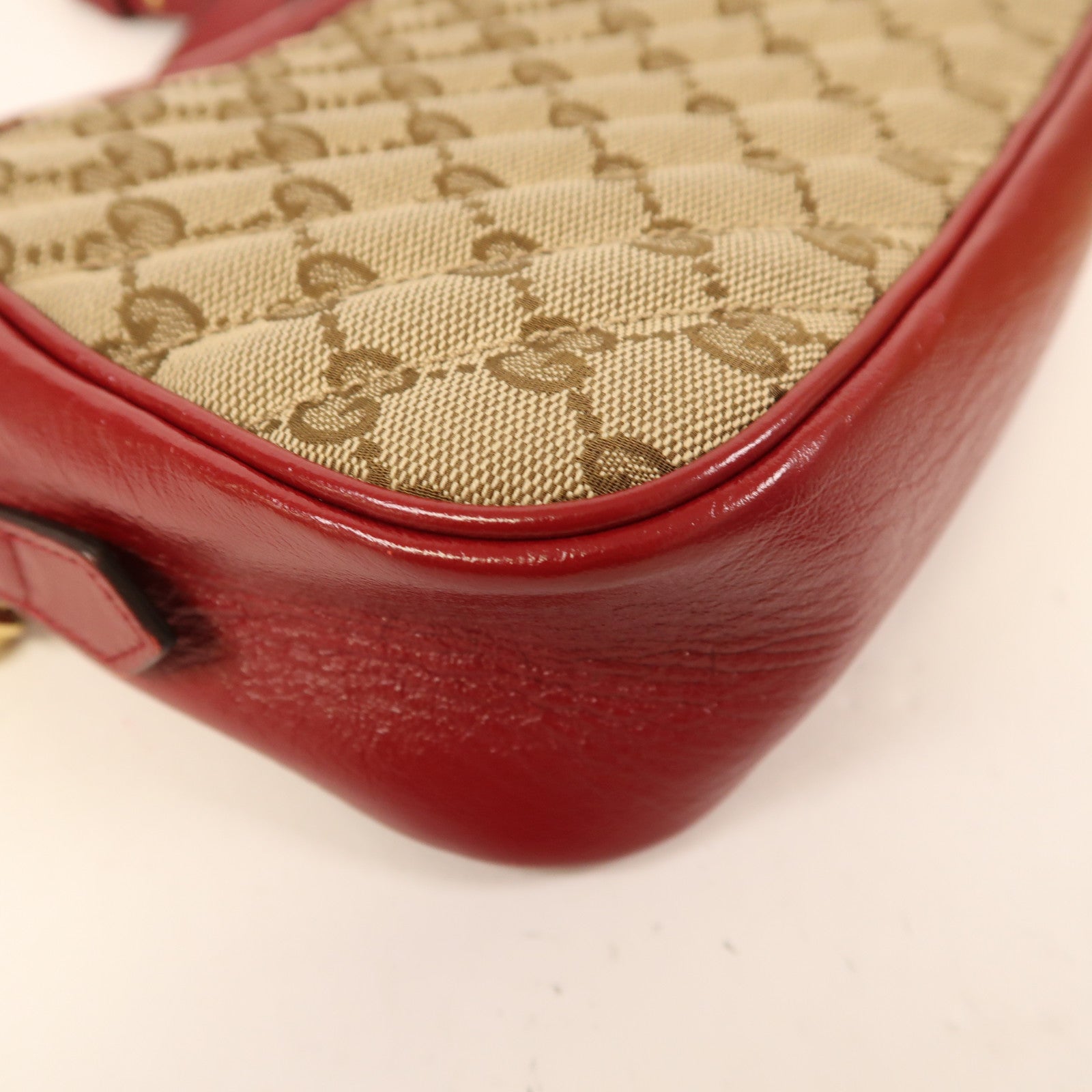 GUCCI GG GHW GG Marmant Shoulder Bag 447632 Canvas Red