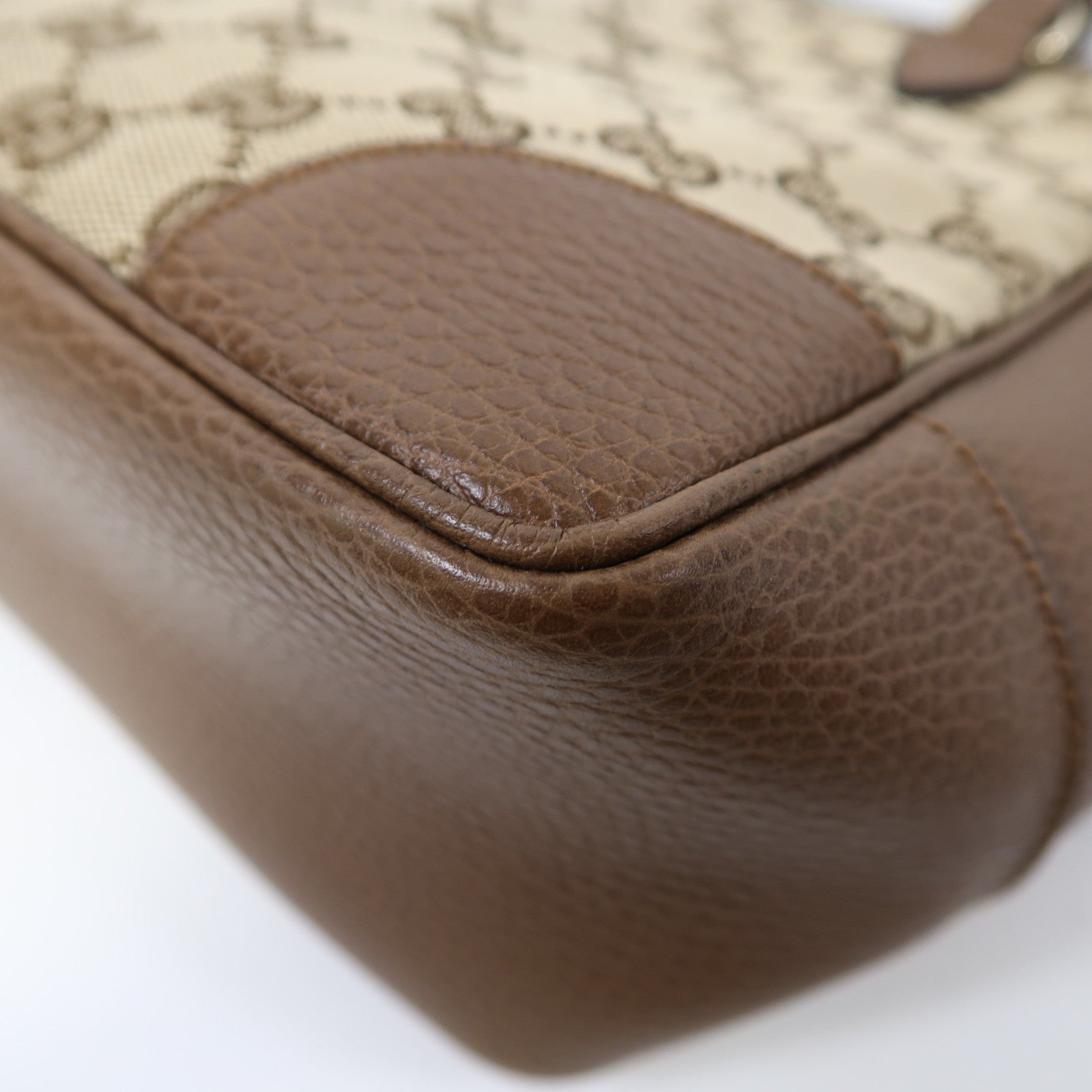 GUCCI 帆布/皮革Shoulder Bag金扣手挽肩背兩用袋啡色