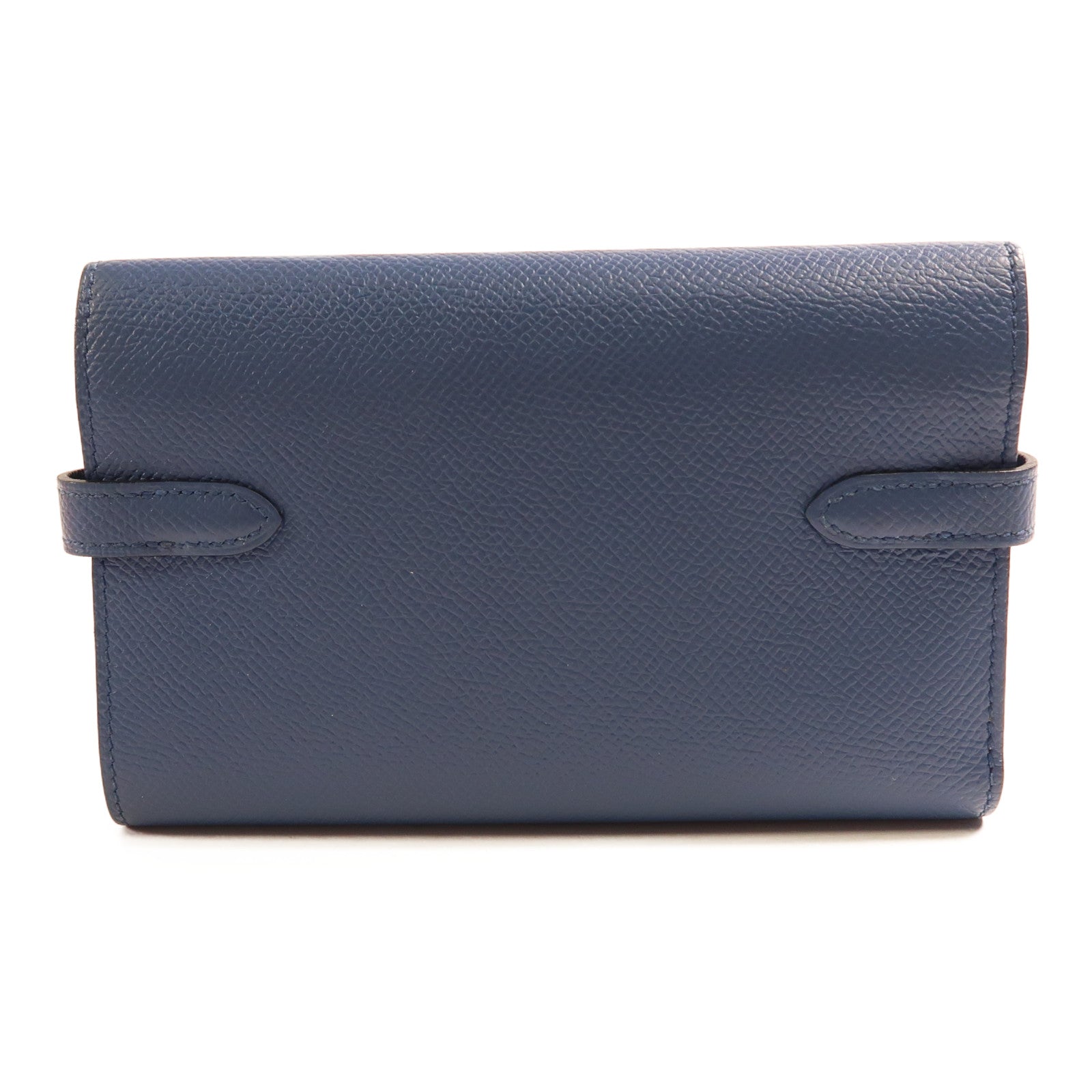 HERMES 【激減優惠】Epsom皮革Kelly Short Wallet金扣錢包Bleu Paon孔雀藍色